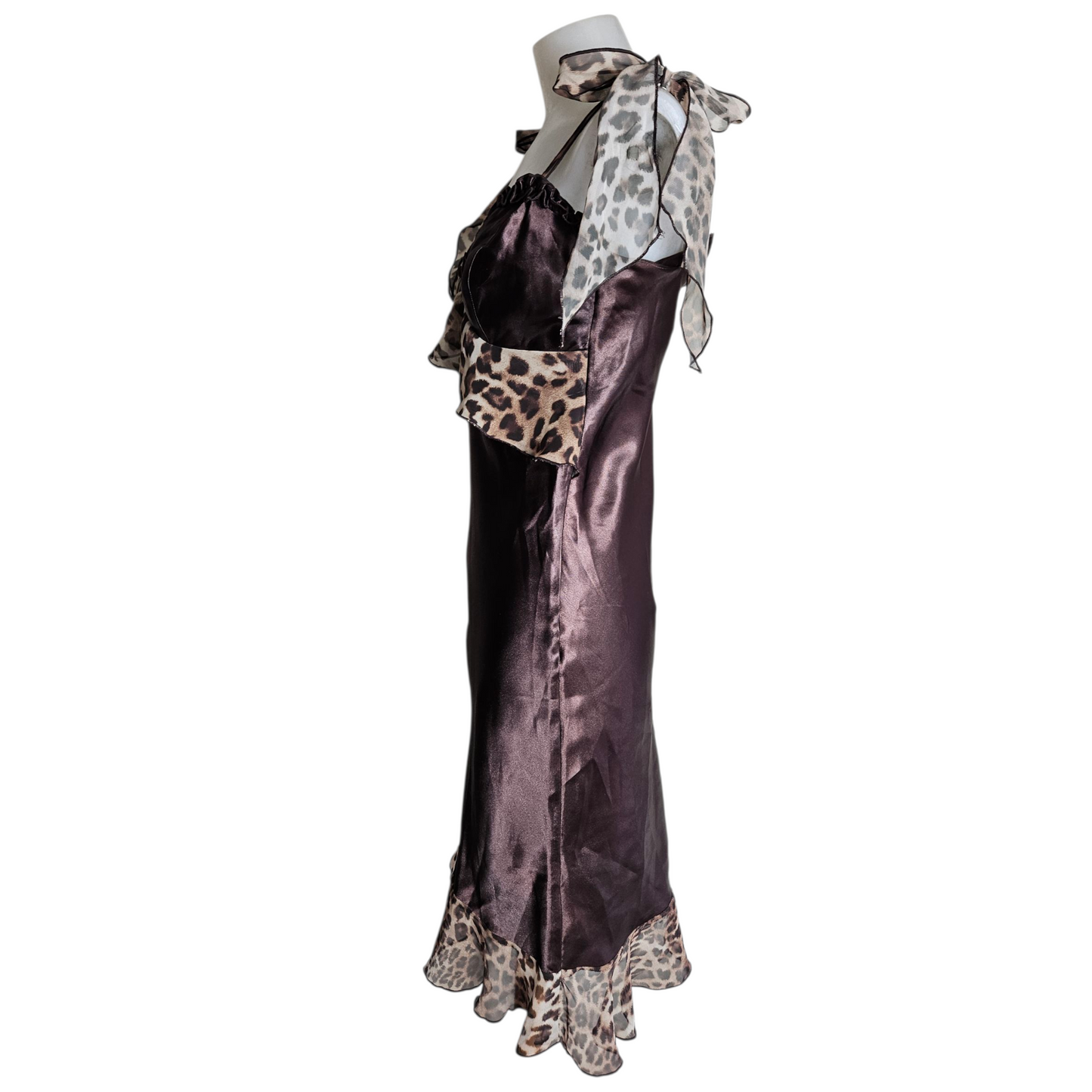Leopard veil satin dress