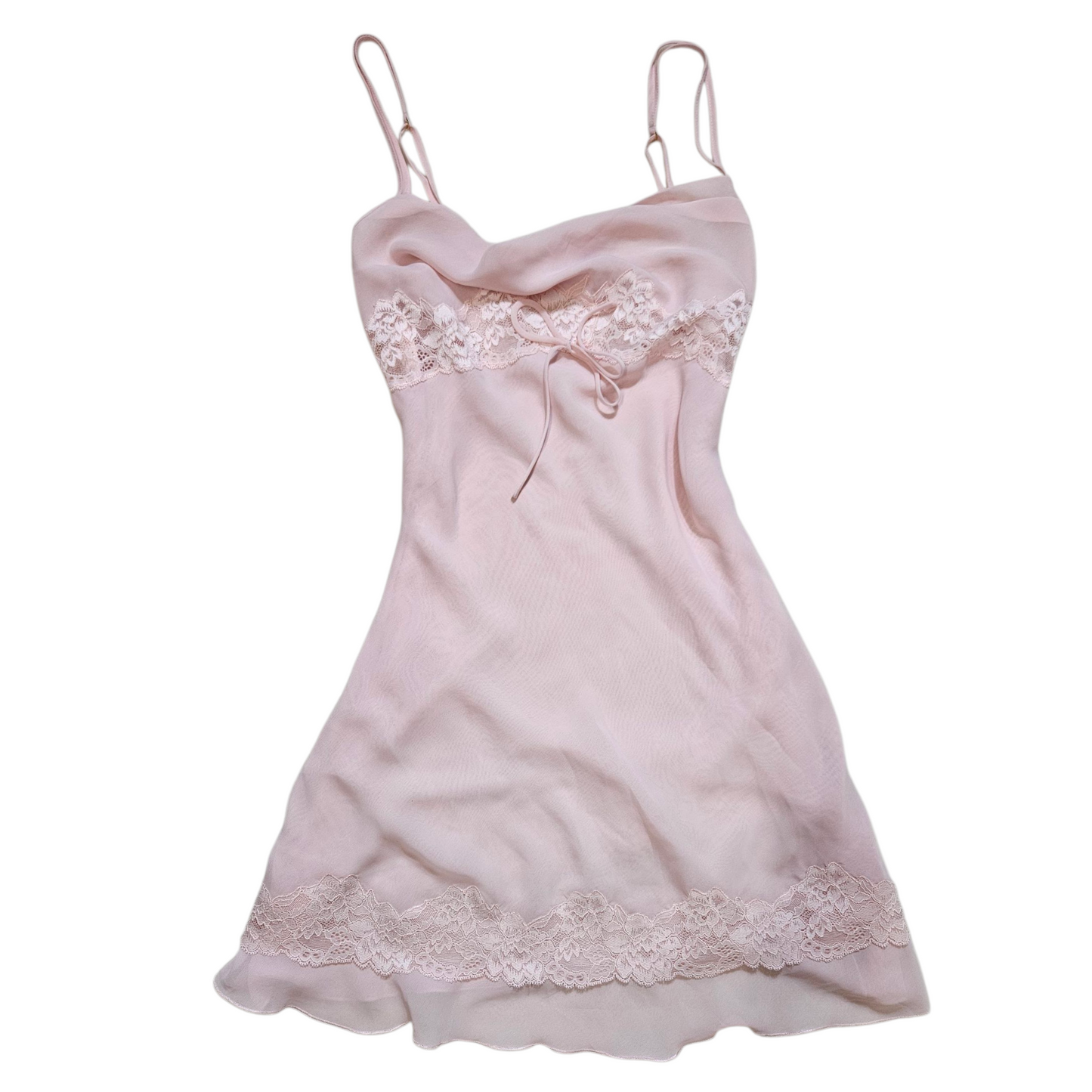 Robe en voile rose poudrée col bénitier