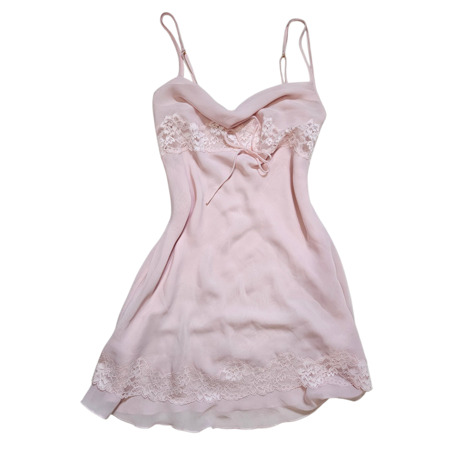Robe en voile rose poudrée col bénitier