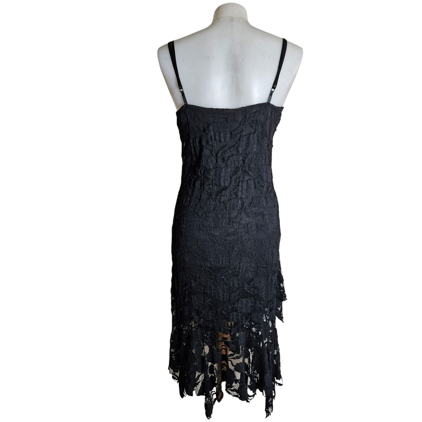 Robe asymétrique en dentelle à volants