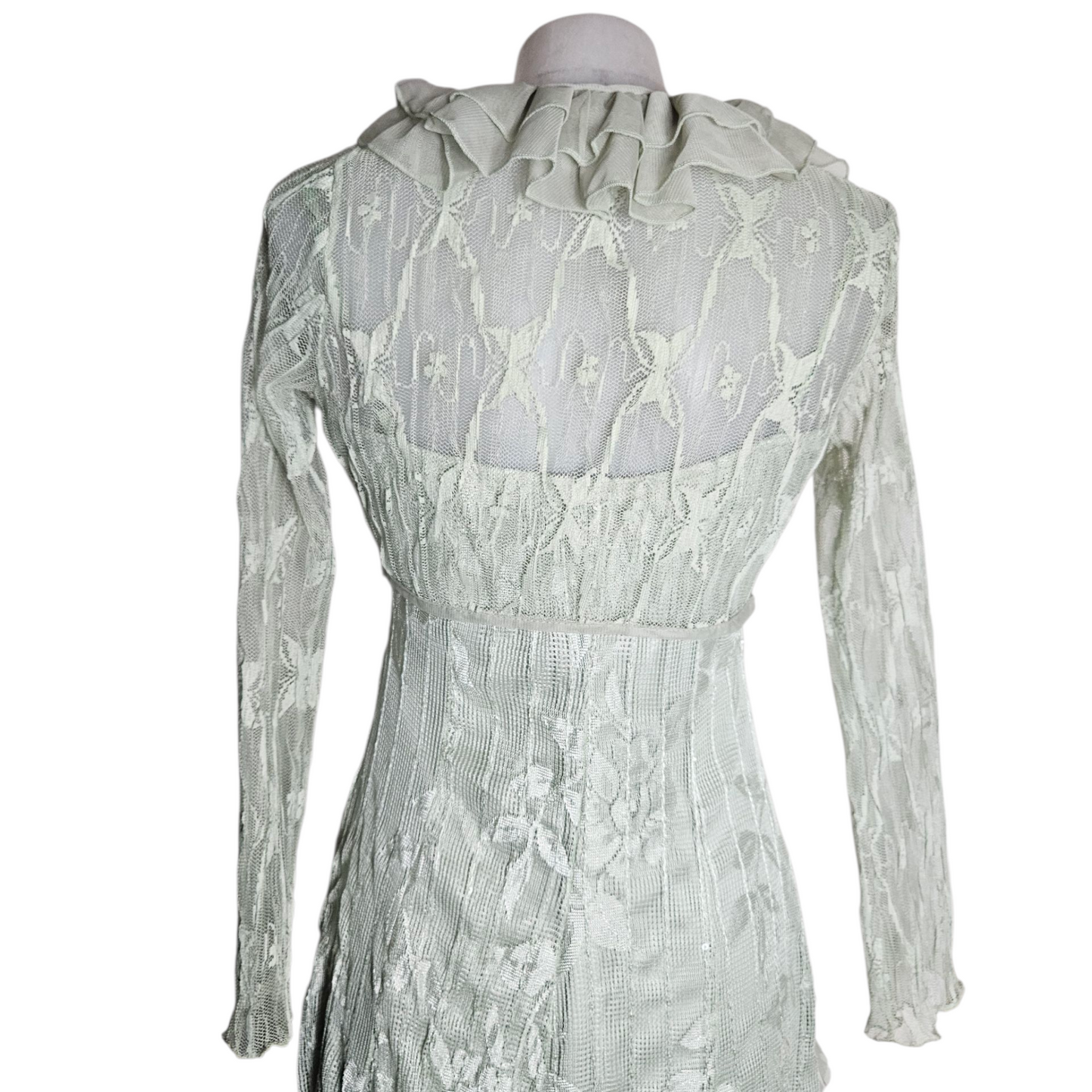 Robe en dentelle sauge et son Boléro