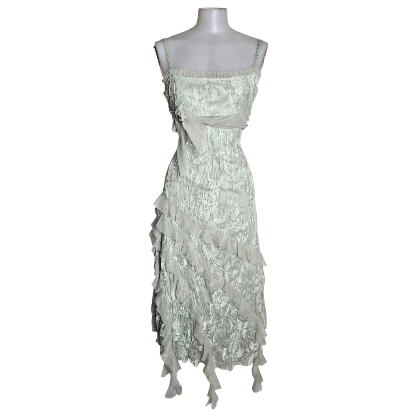 Robe en dentelle sauge et son Boléro