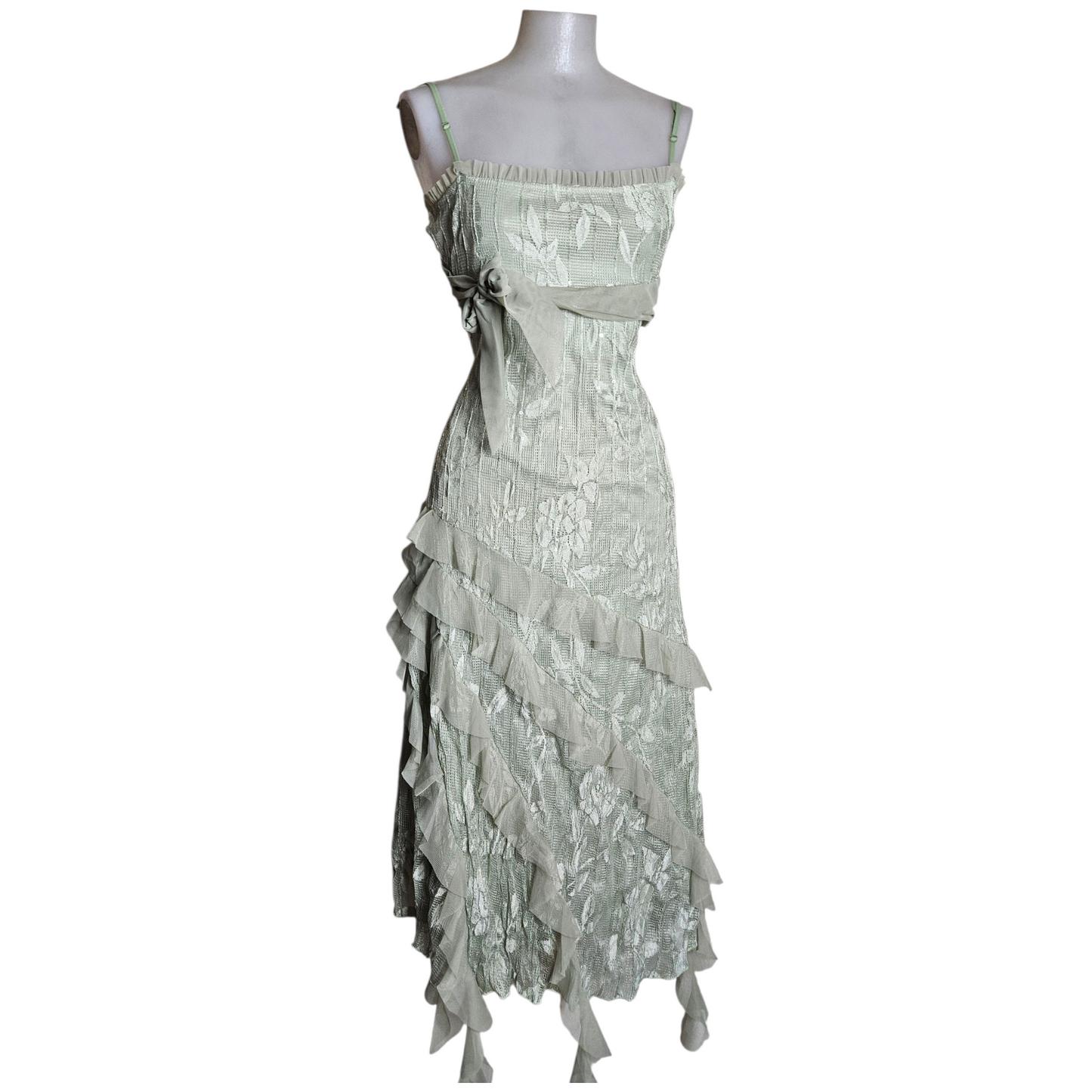Robe en dentelle sauge et son Boléro