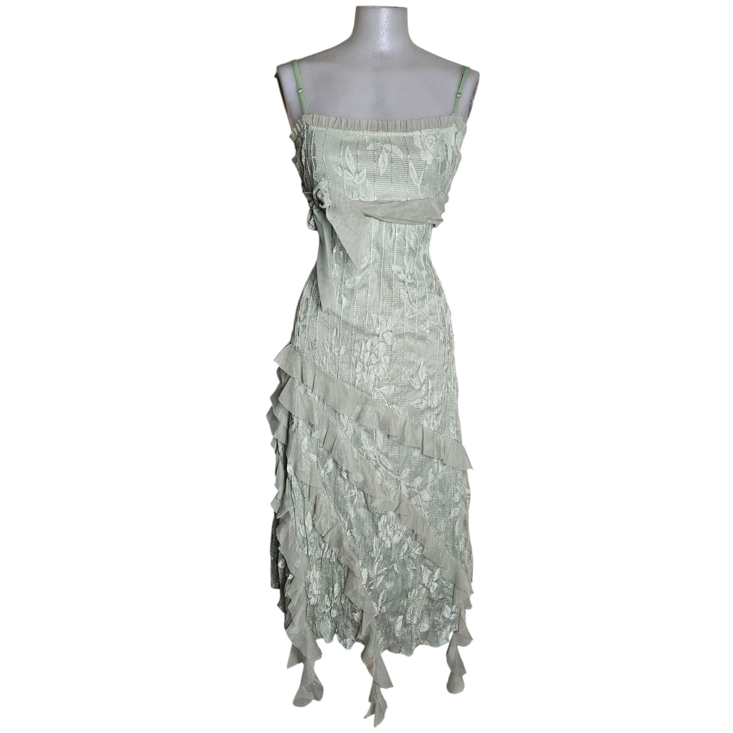 Robe en dentelle sauge et son Boléro