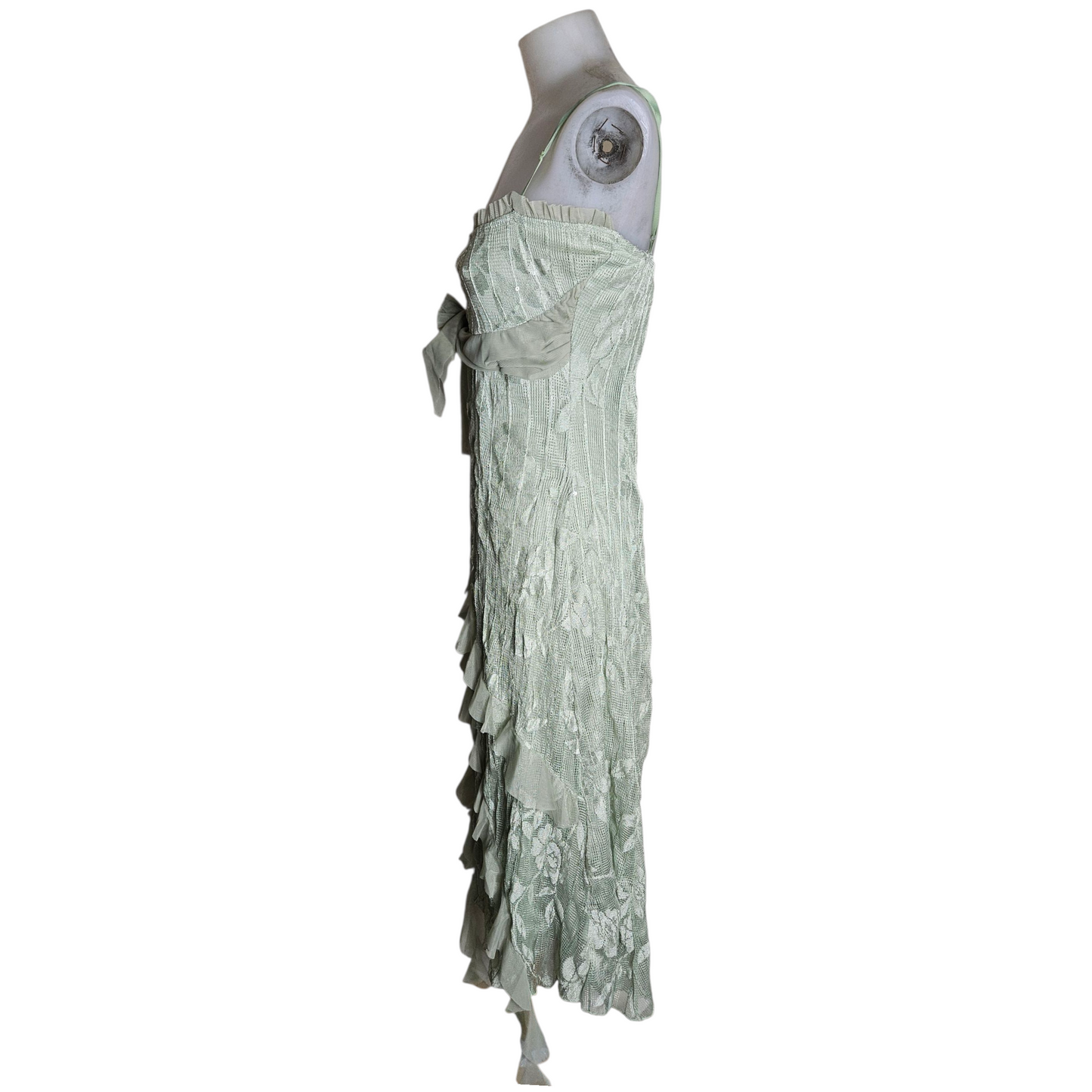Robe en dentelle sauge et son Boléro