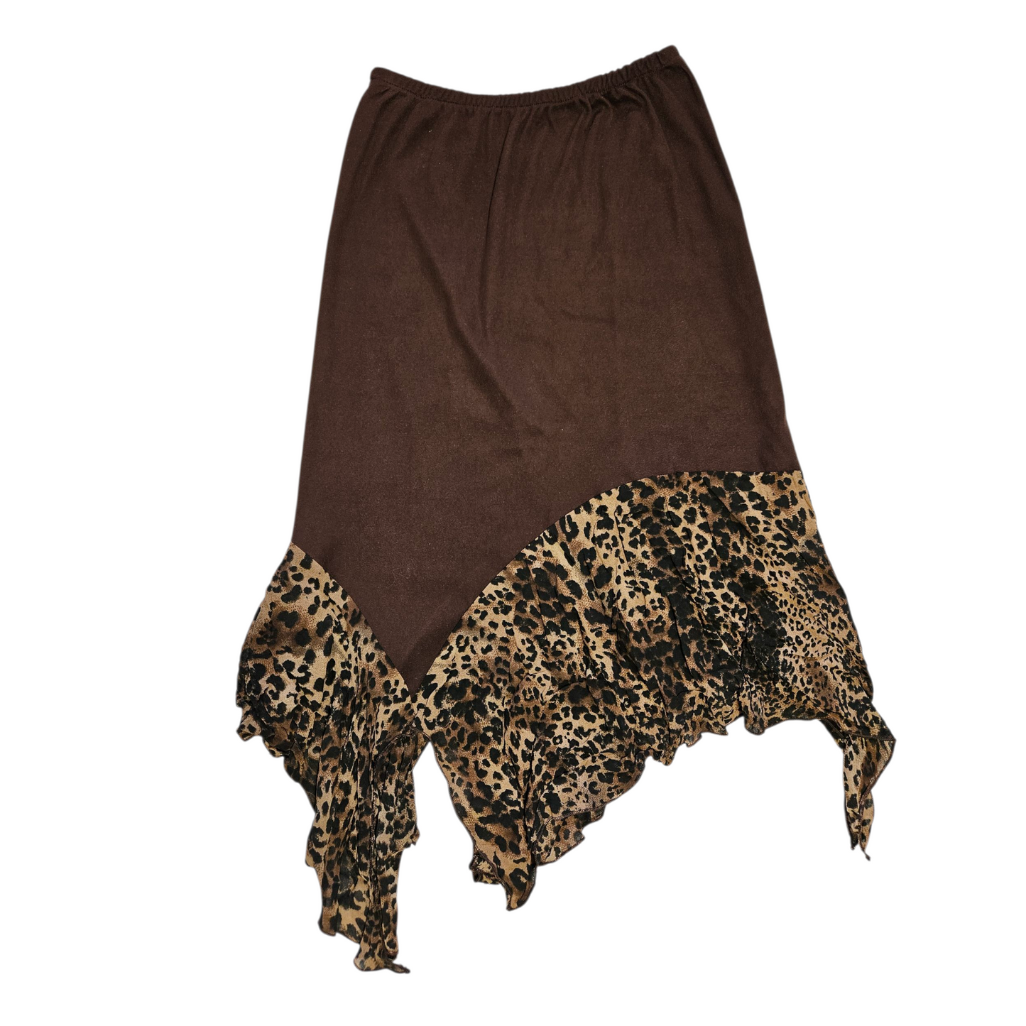 Jupe asymétrique détails voile léopard