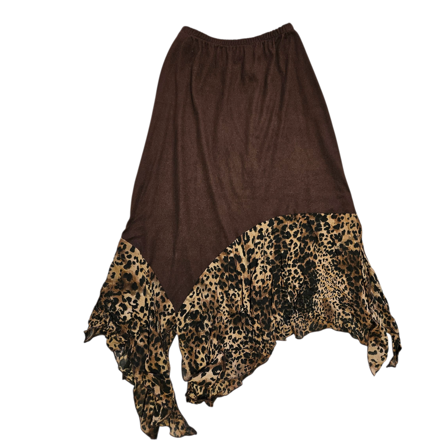 Jupe asymétrique détails voile léopard