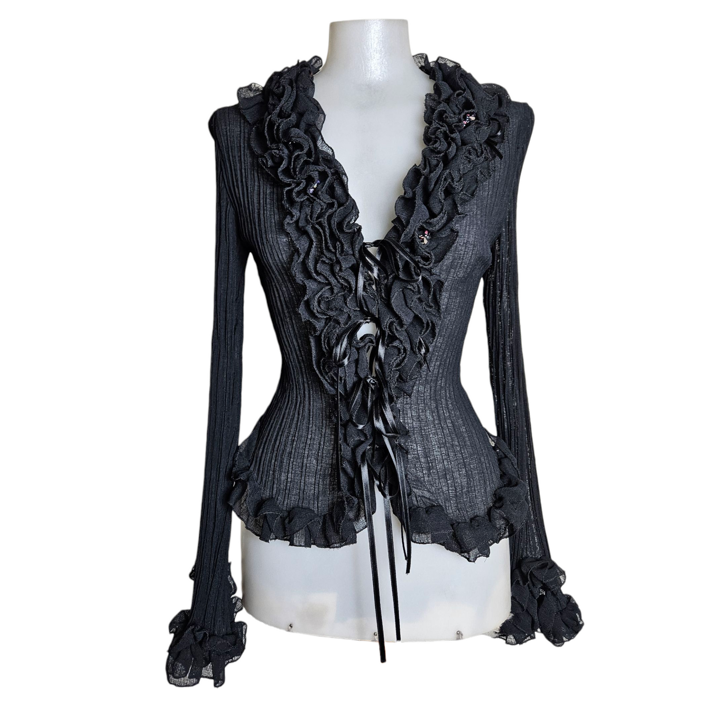 Ruffled and pearl shirt