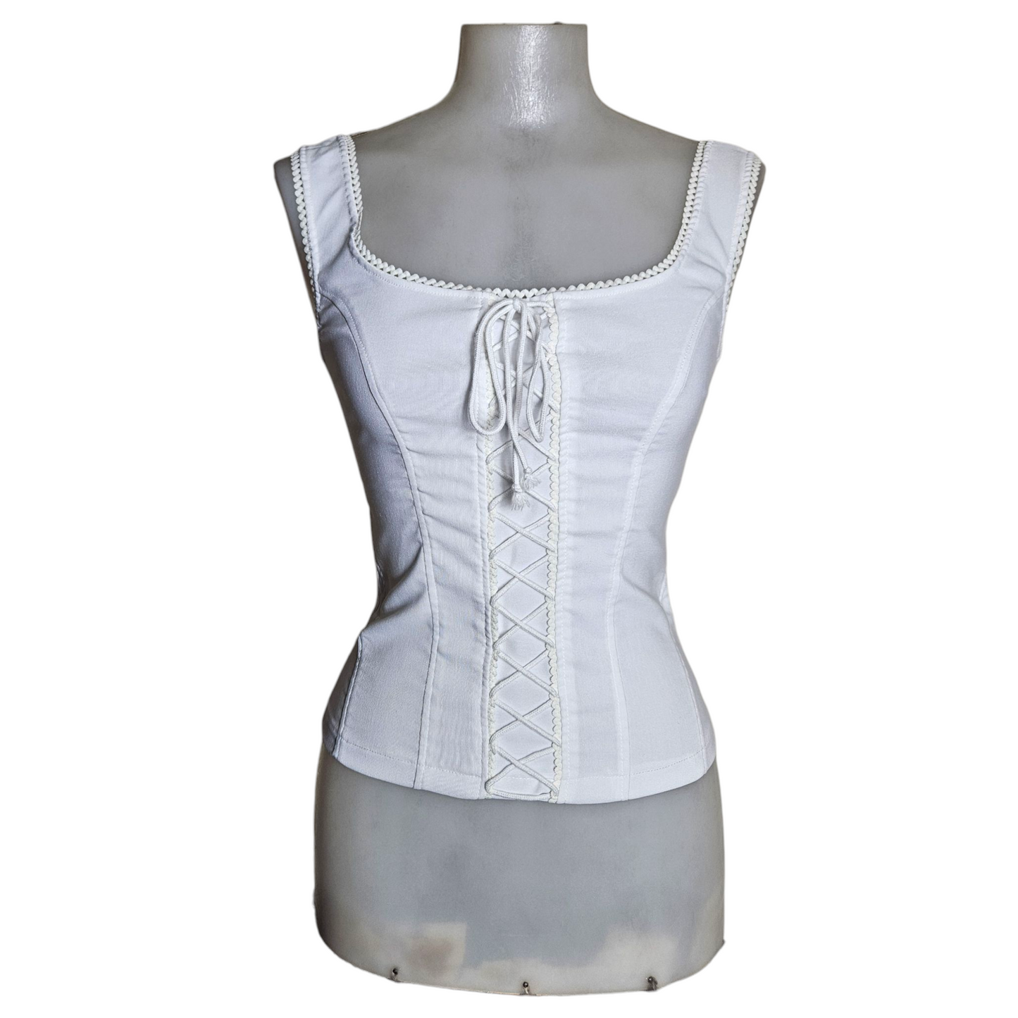 White corset-style top