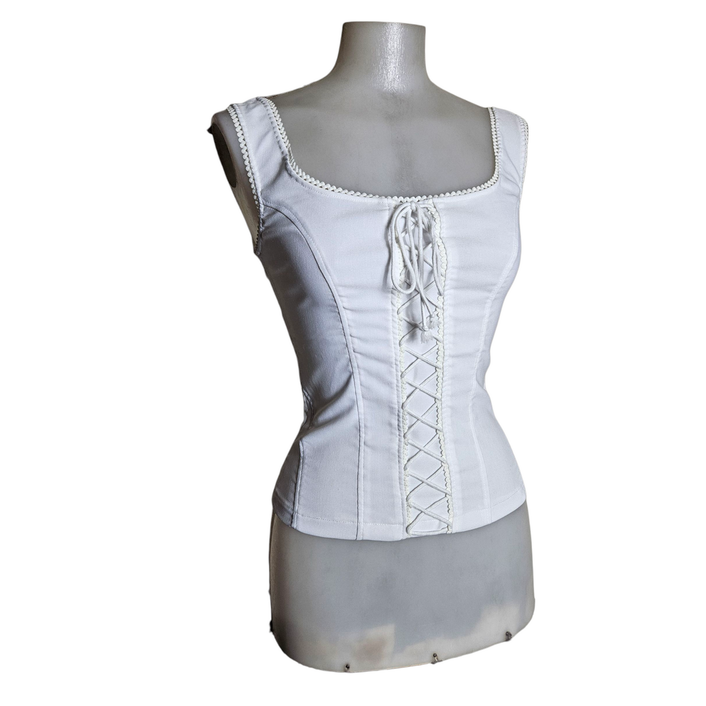 White corset-style top
