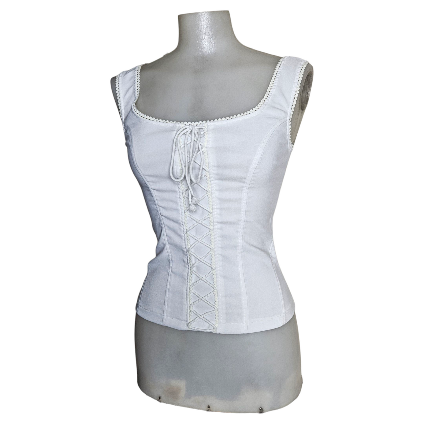 White corset-style top