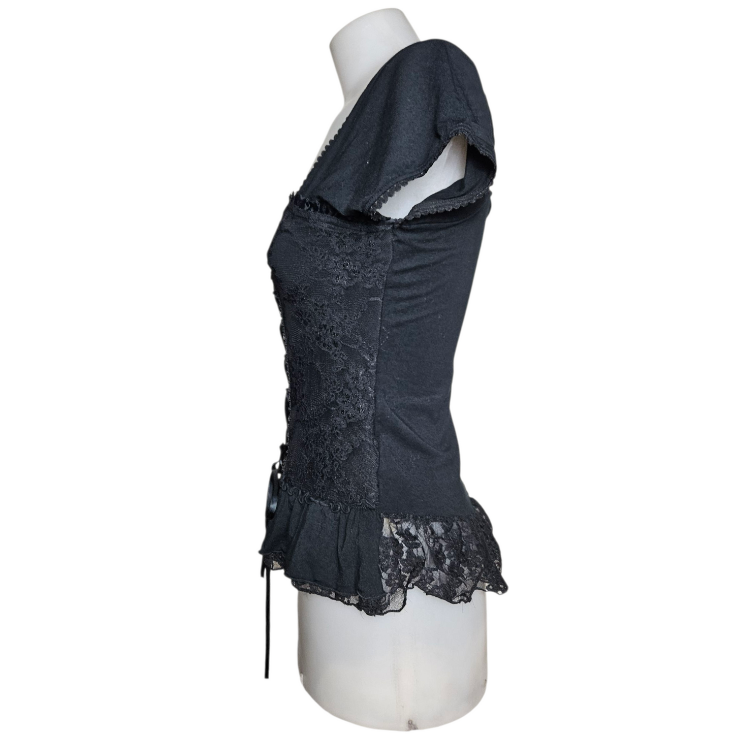 Corset-style top with lace and lacing