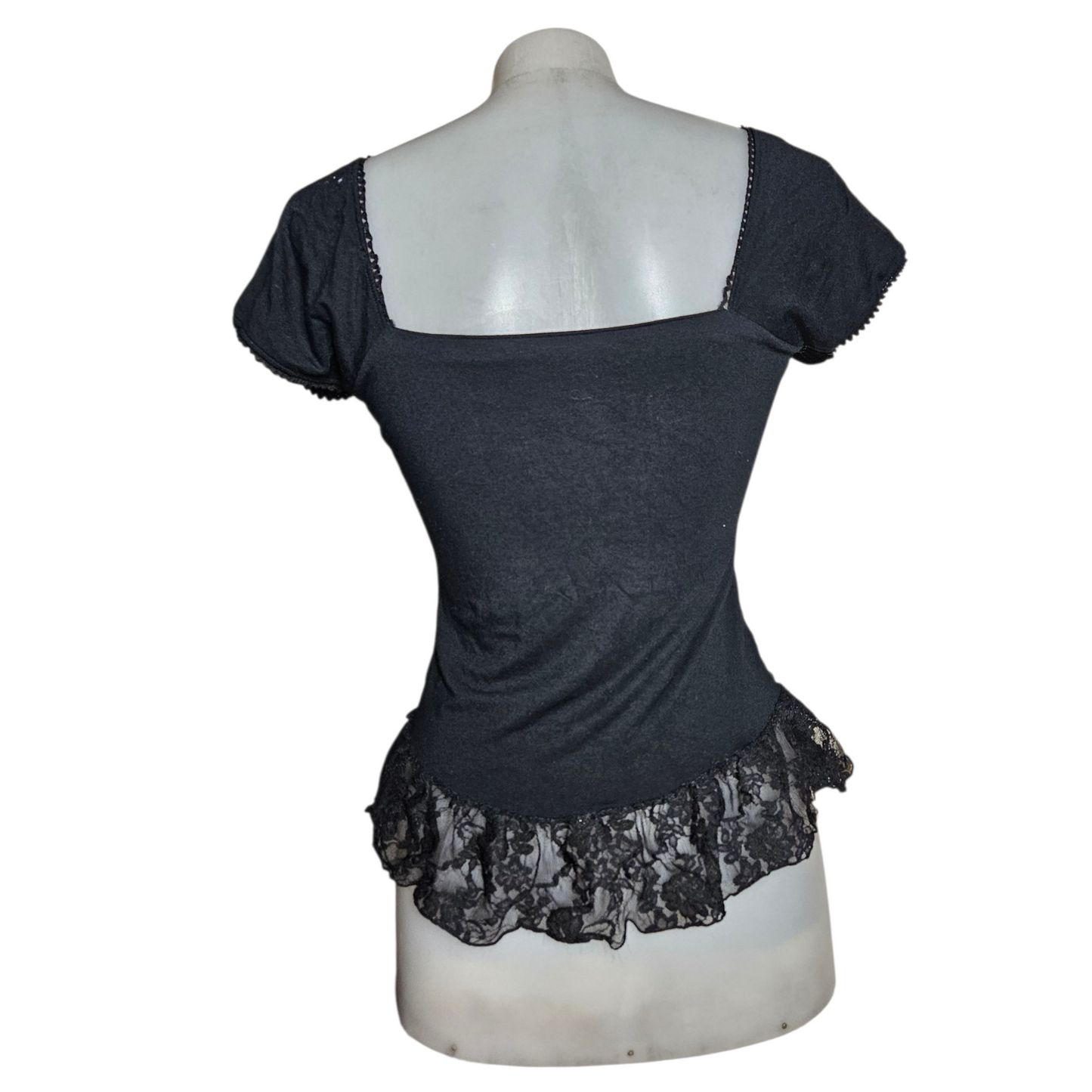 Corset-style top with lace and lacing