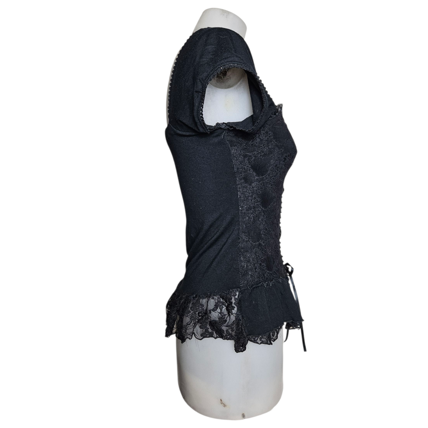 Corset-style top with lace and lacing