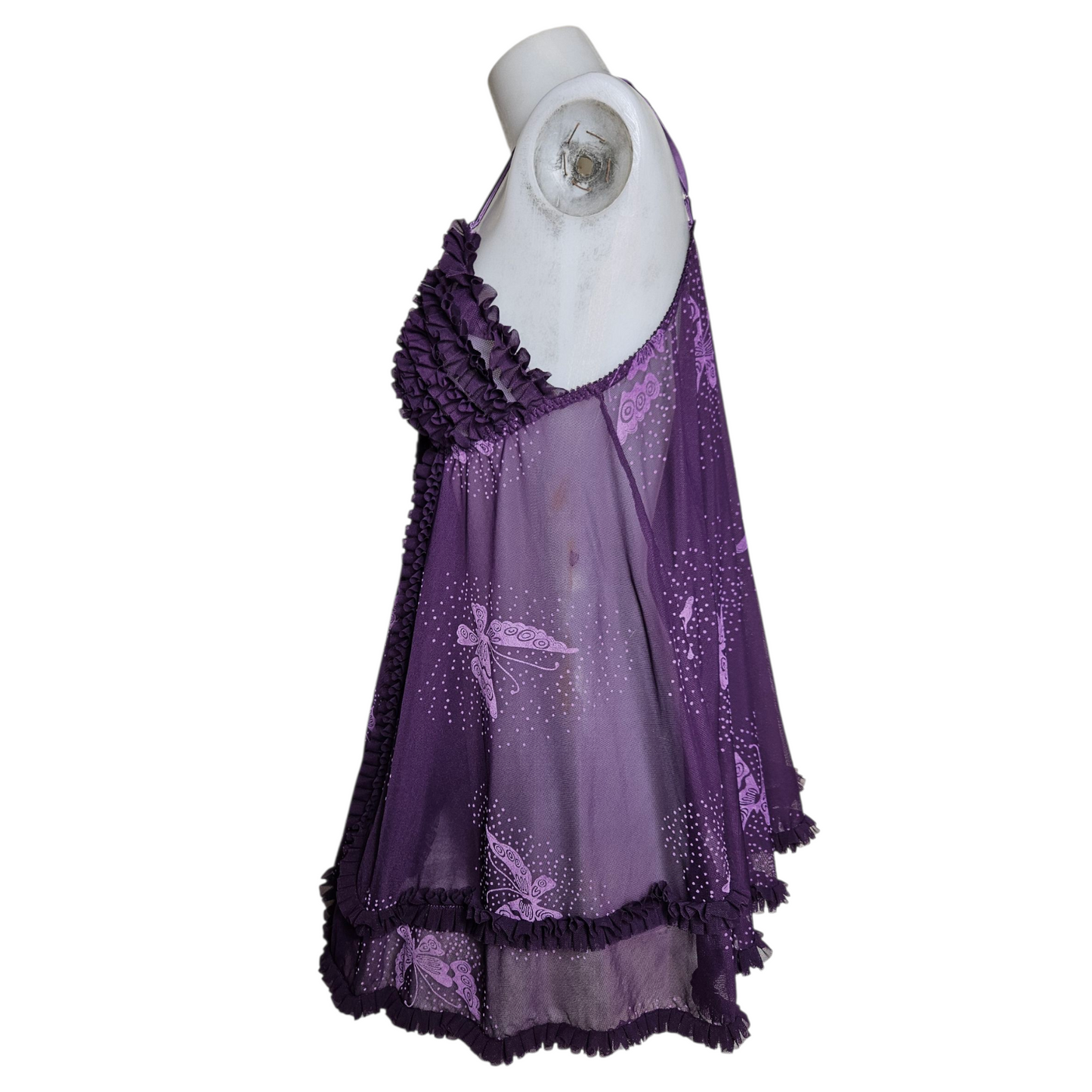 Ensemble de lingerie en voile violet motif papillons