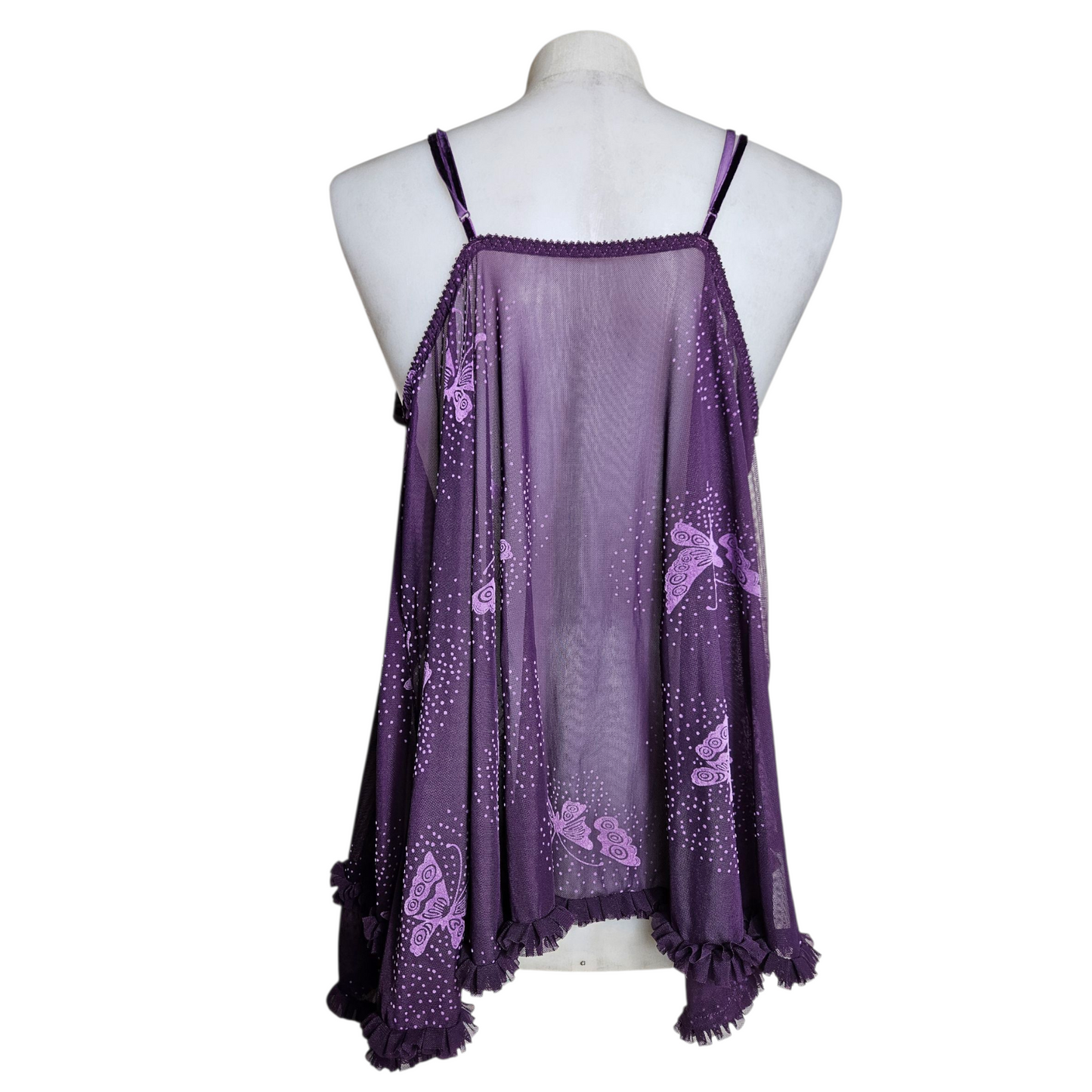 Ensemble de lingerie en voile violet motif papillons