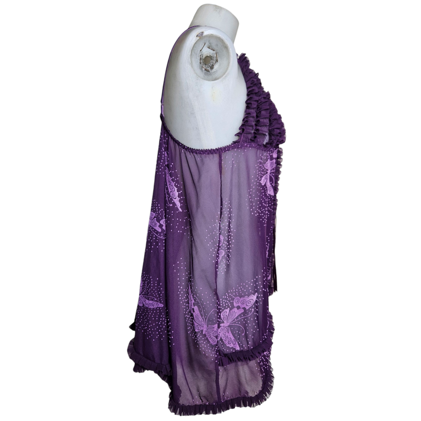 Ensemble de lingerie en voile violet motif papillons