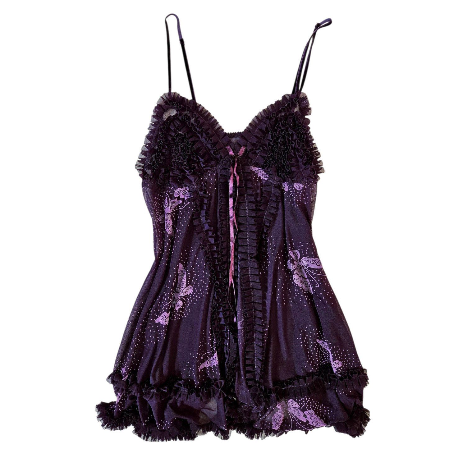Ensemble de lingerie en voile violet motif papillons