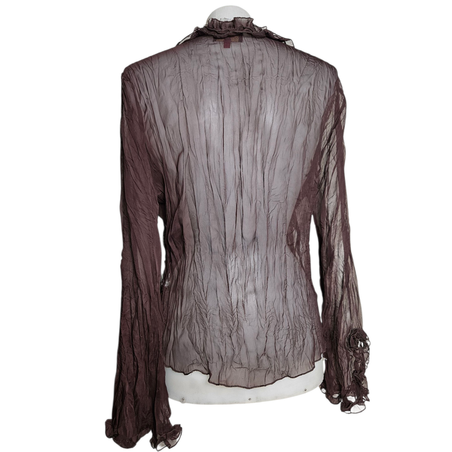 Embroidered brown voile blouse