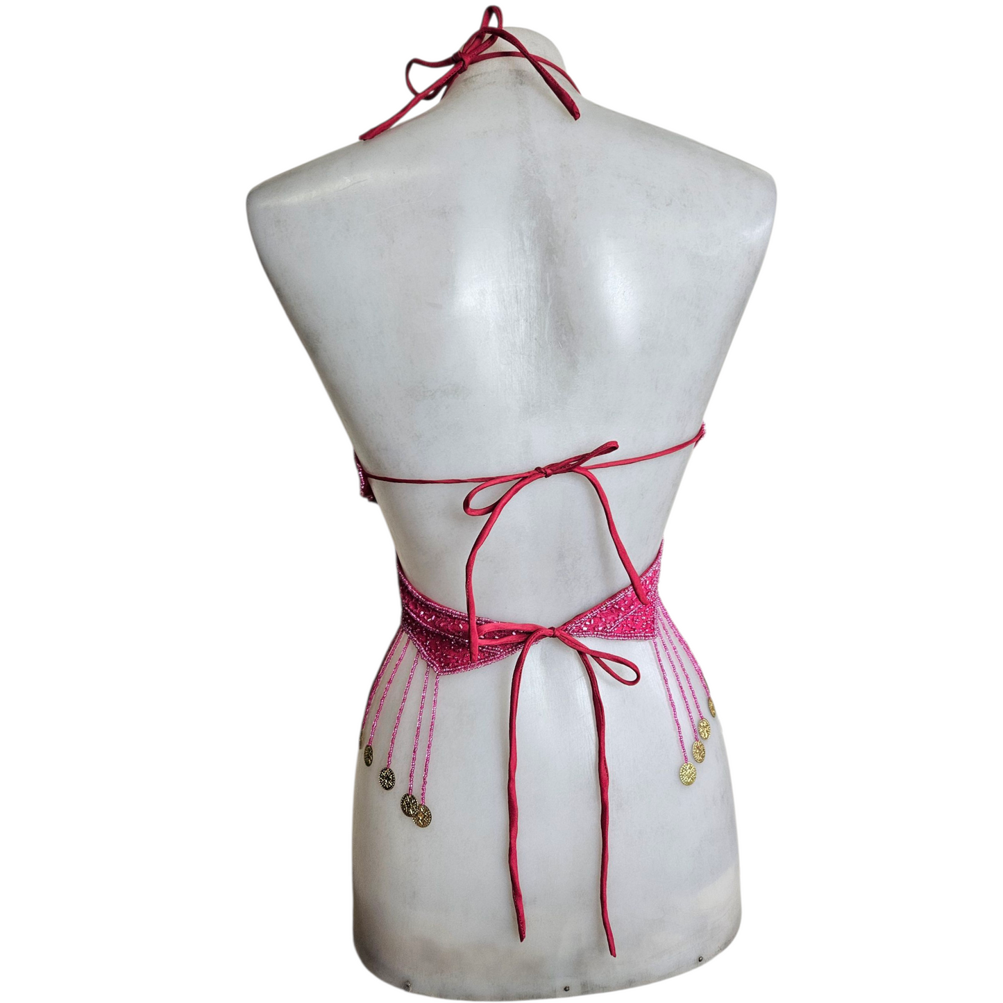 Dos nu papillon rose brodé de perles