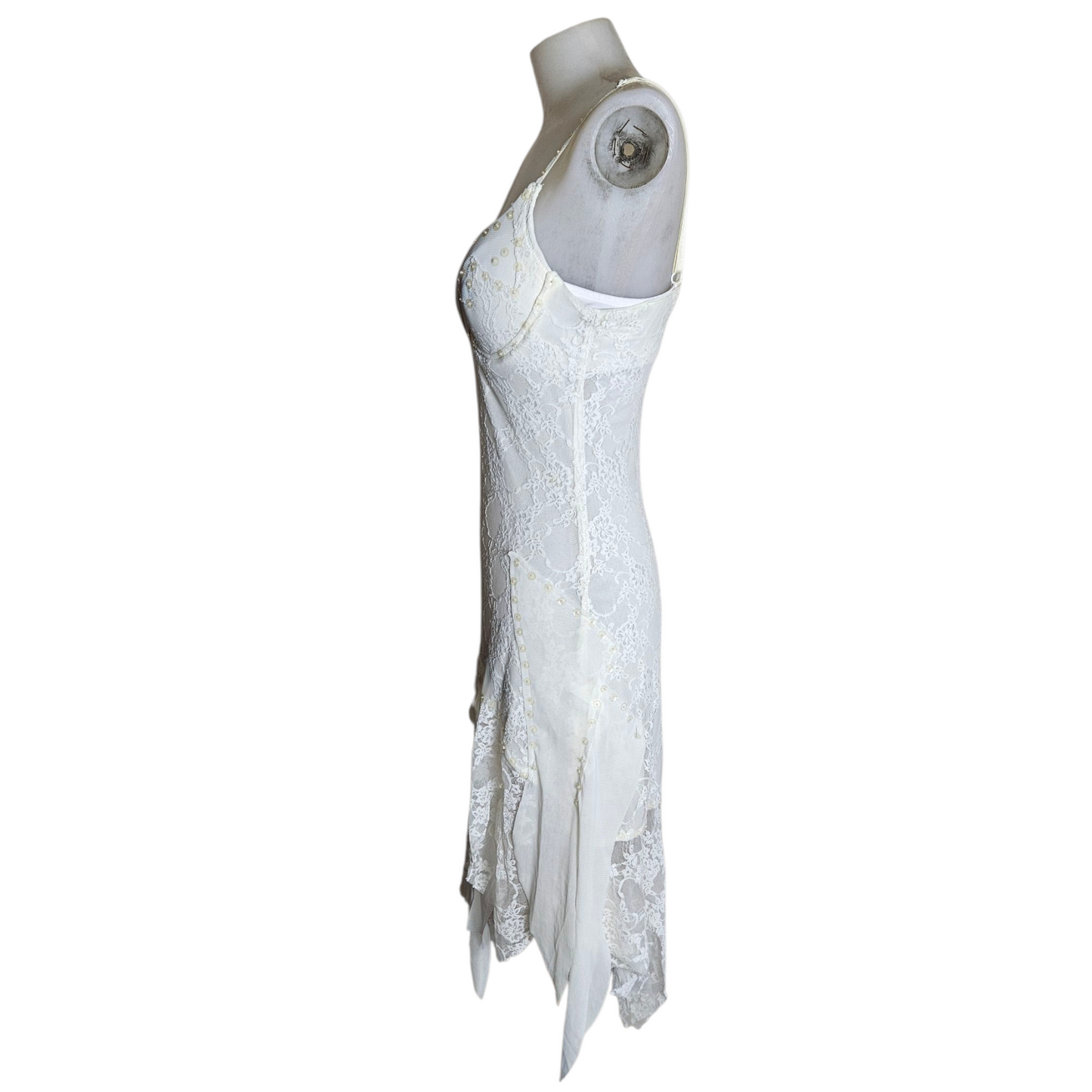 Robe asymétrique dentelle blanche