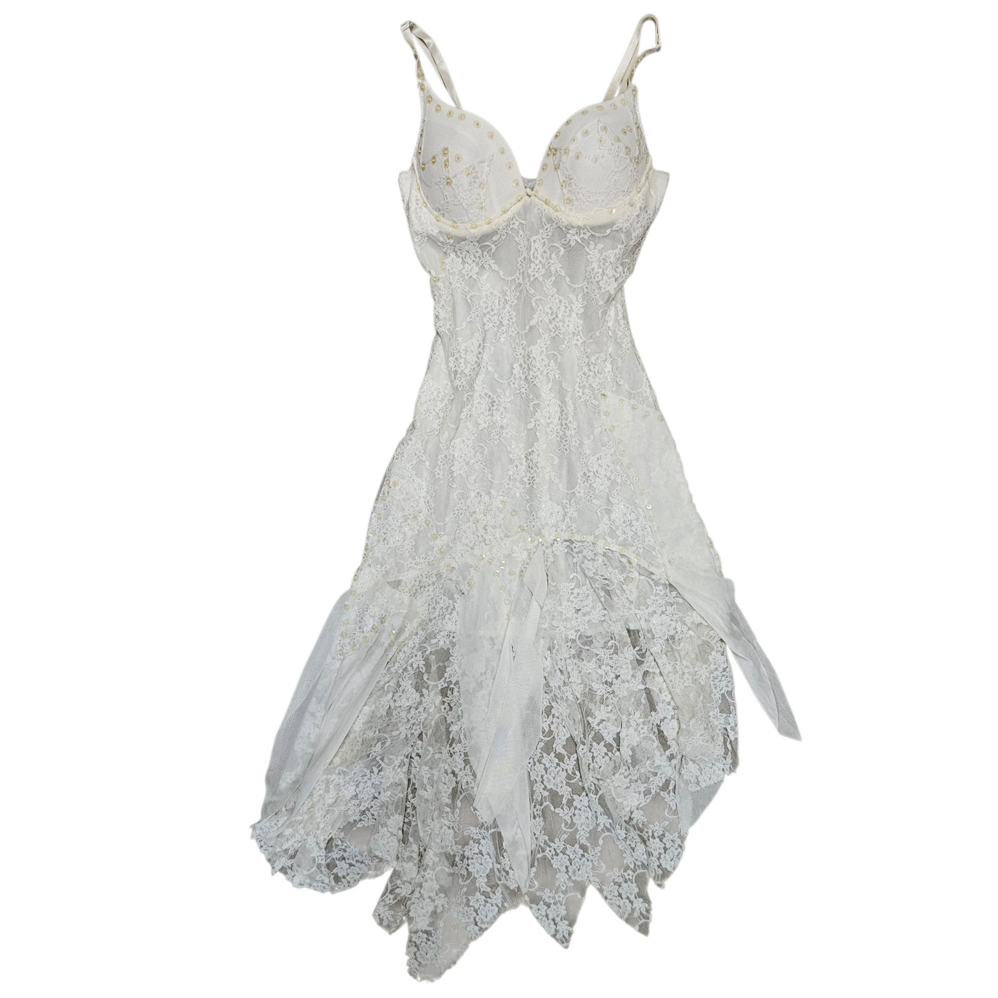 Robe asymétrique dentelle blanche