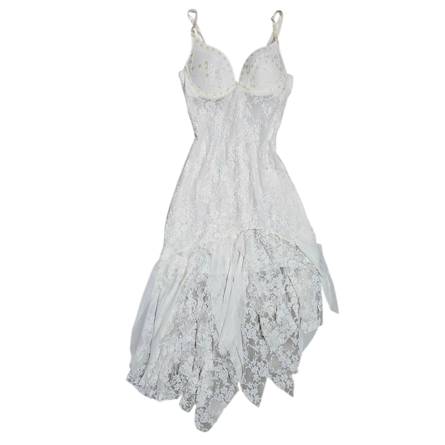 Robe asymétrique dentelle blanche