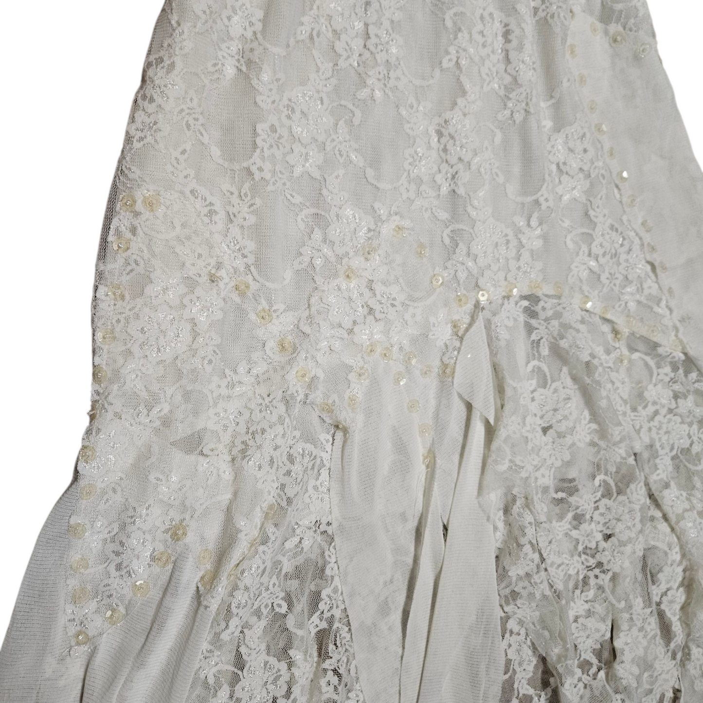 Robe asymétrique dentelle blanche