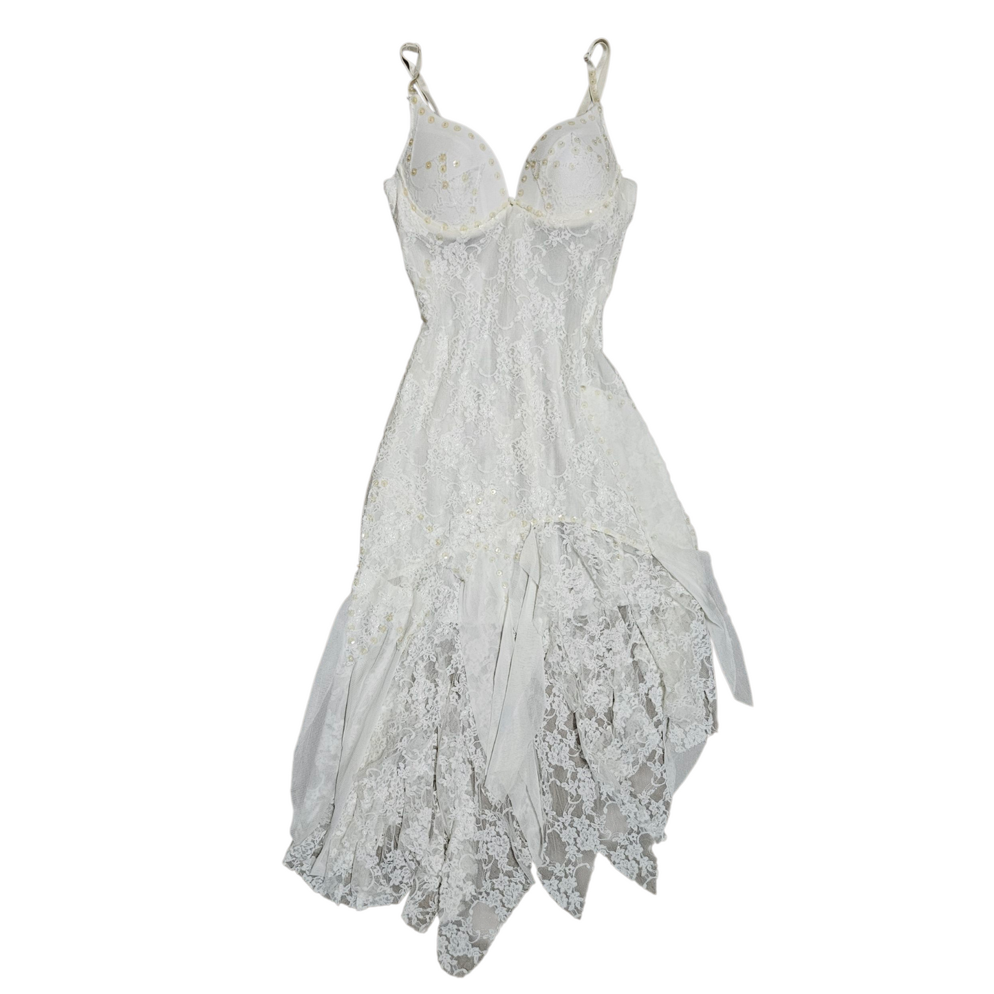 Robe asymétrique dentelle blanche