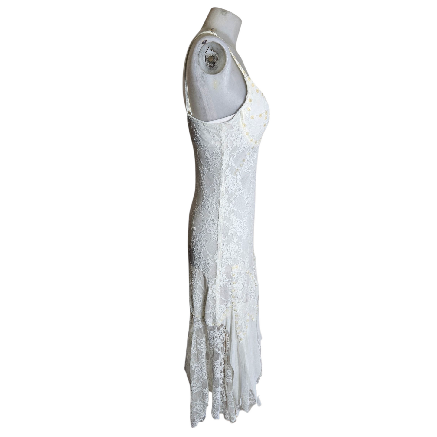 Robe asymétrique dentelle blanche
