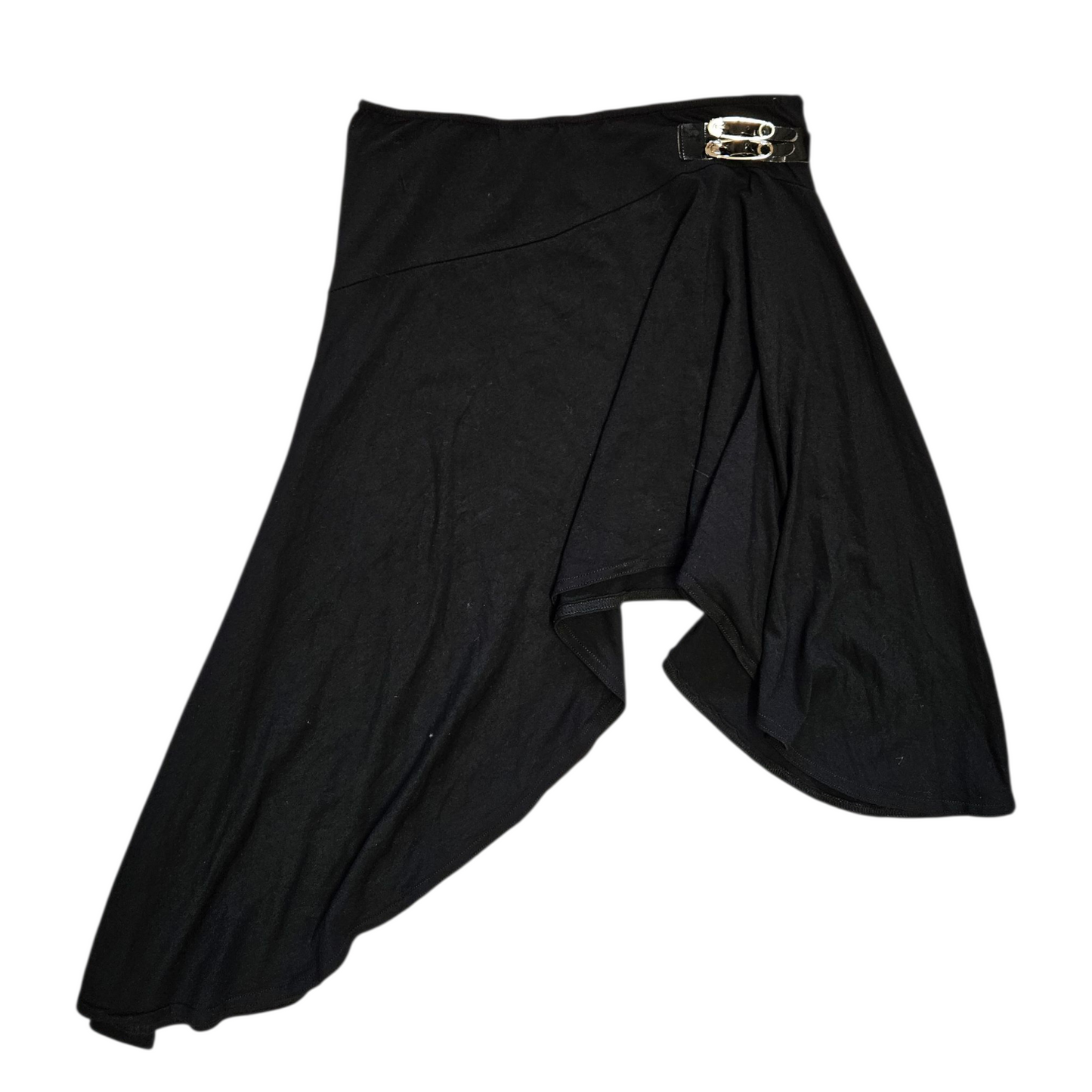 Black asymmetrical skirt with strap details