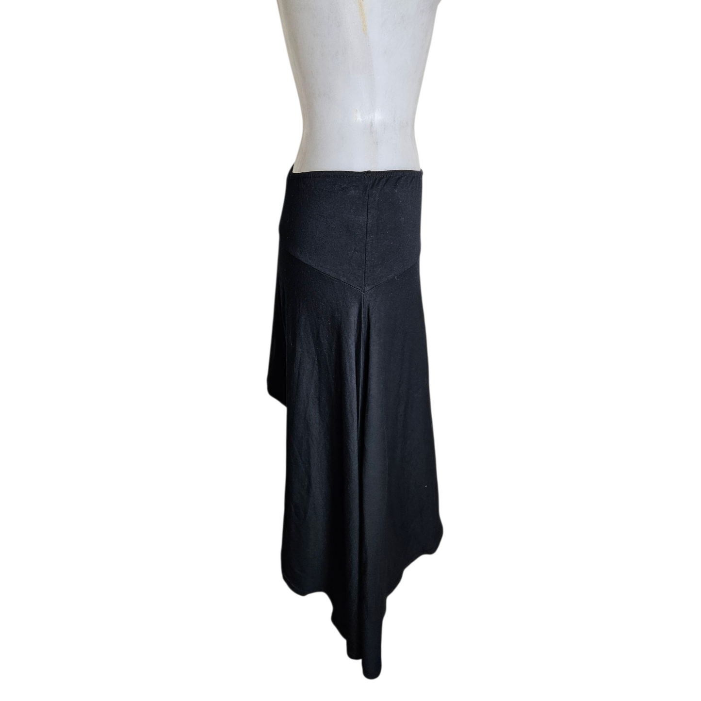 Black asymmetrical skirt with strap details