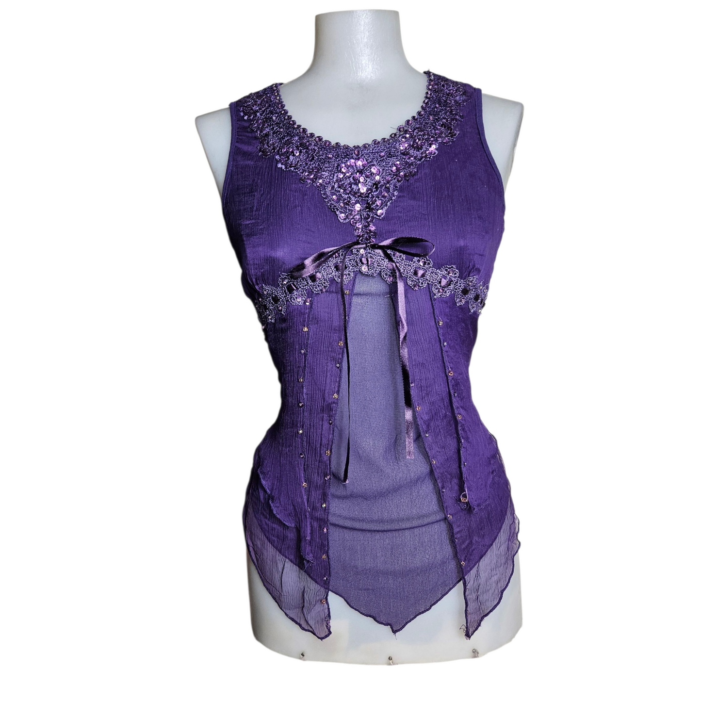 Haut en voile violet brodé de sequins