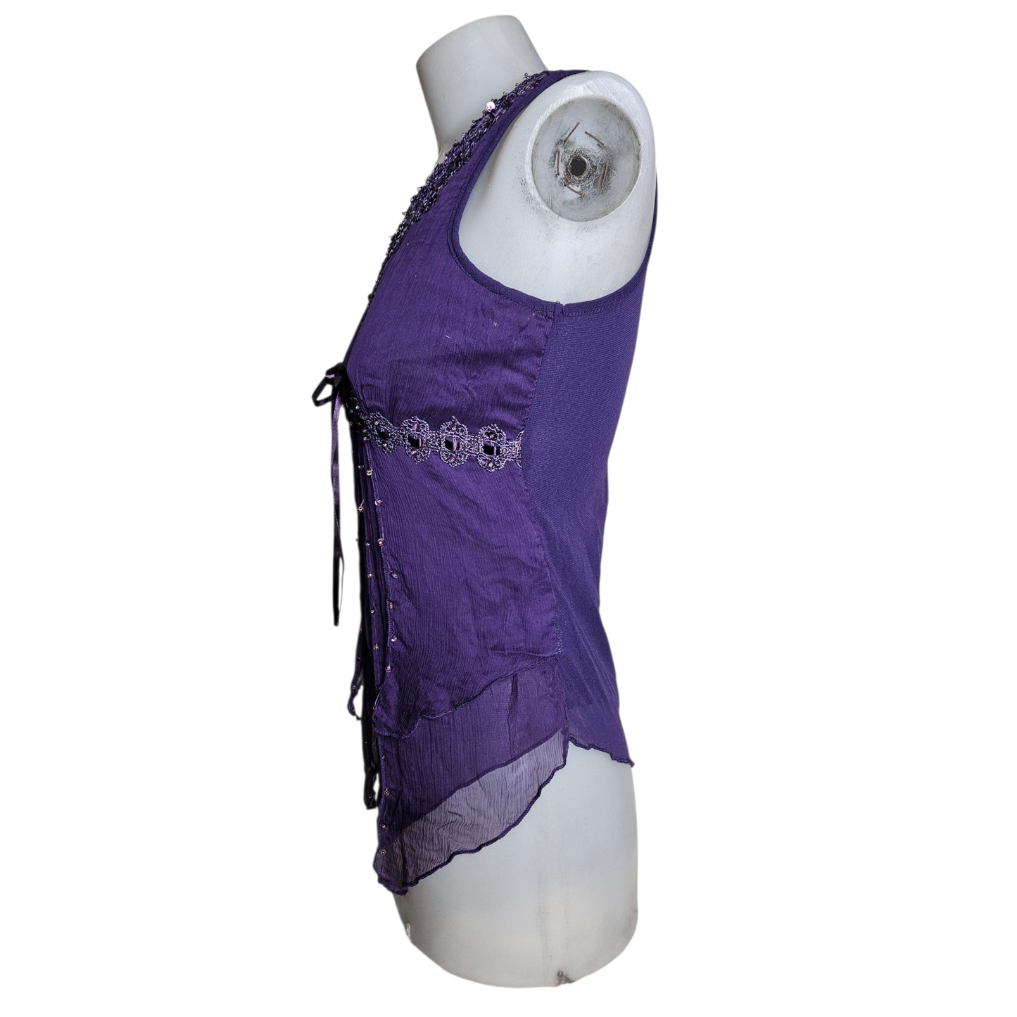Haut en voile violet brodé de sequins
