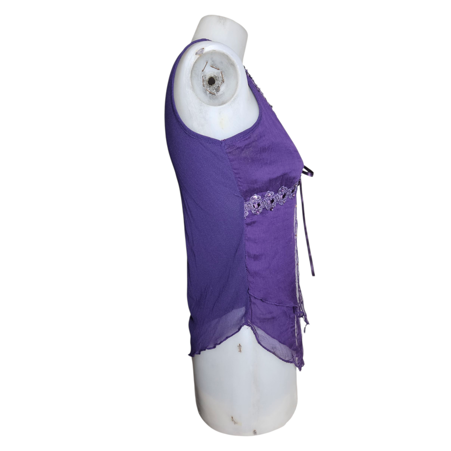 Haut en voile violet brodé de sequins
