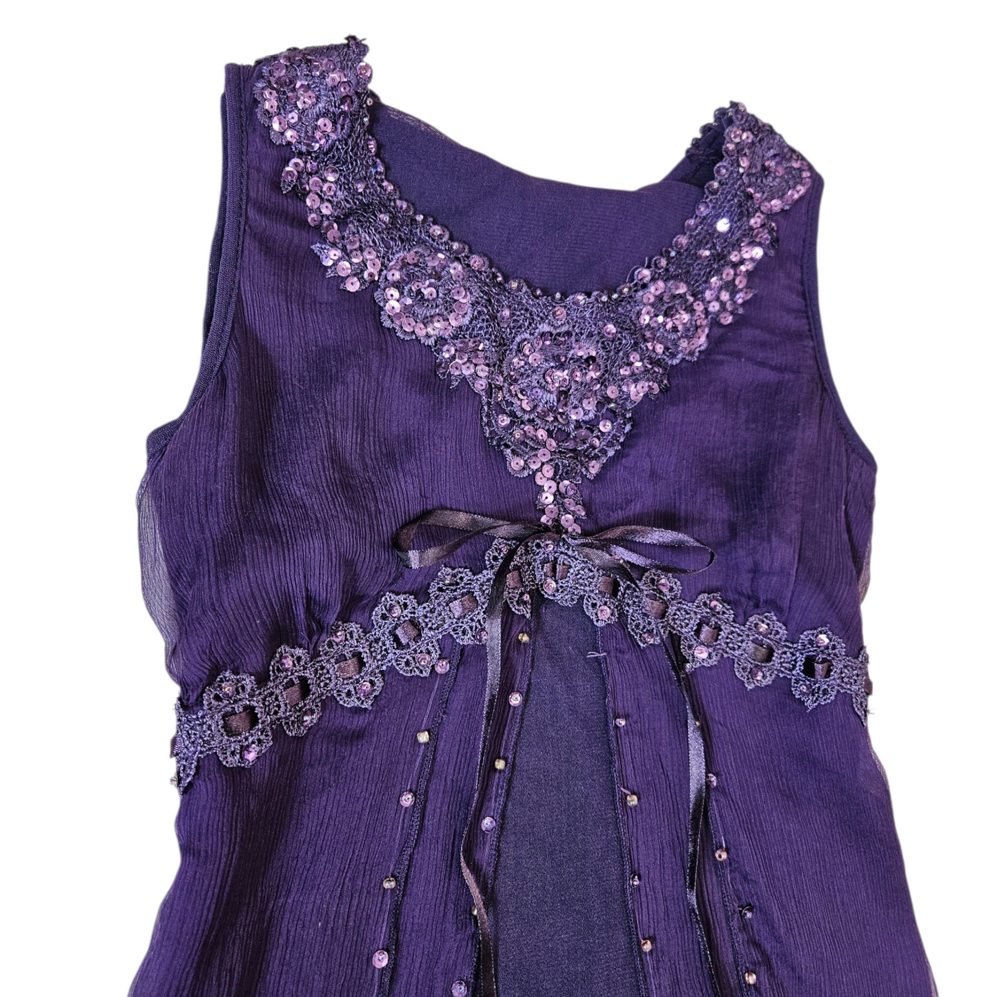 Haut en voile violet brodé de sequins