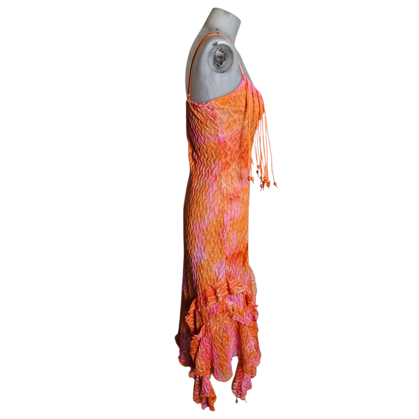 Robe en dentelle à franges perlées