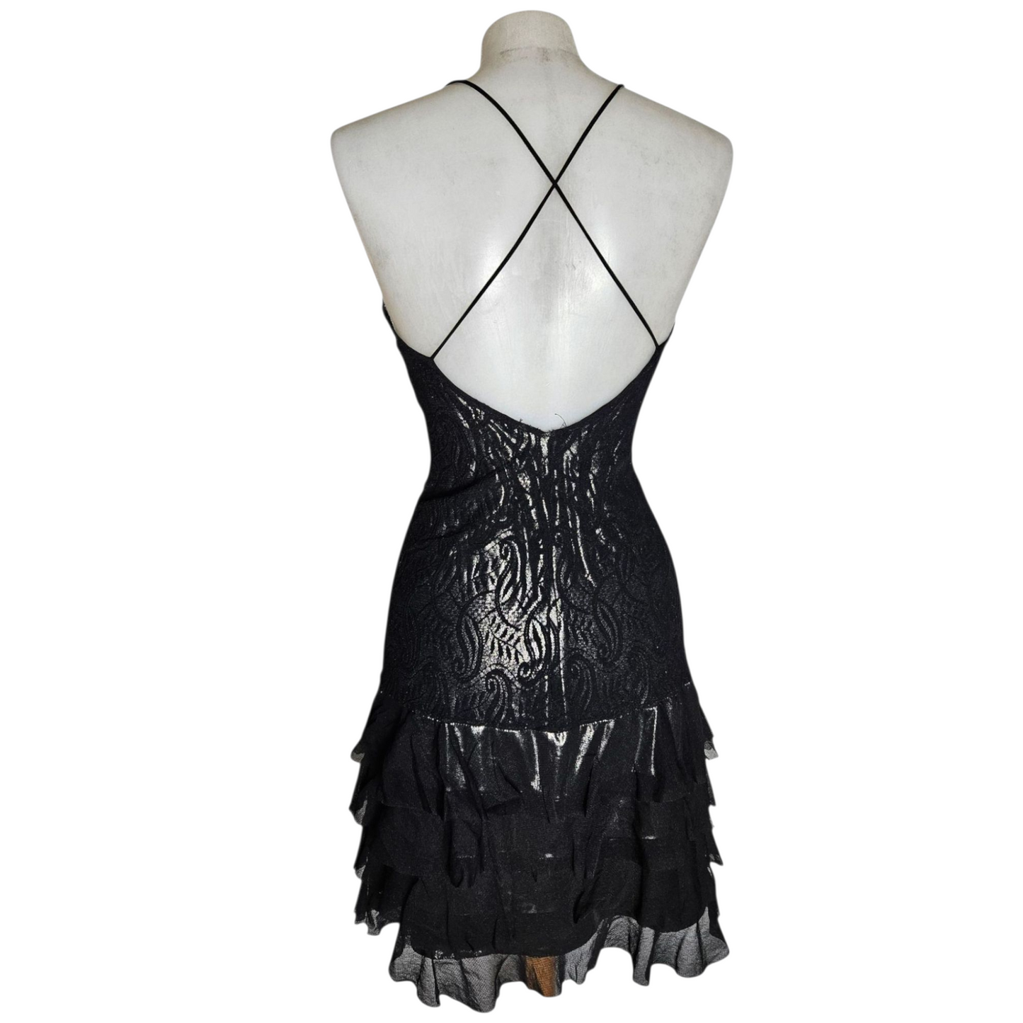 Black lace dress with silver lining