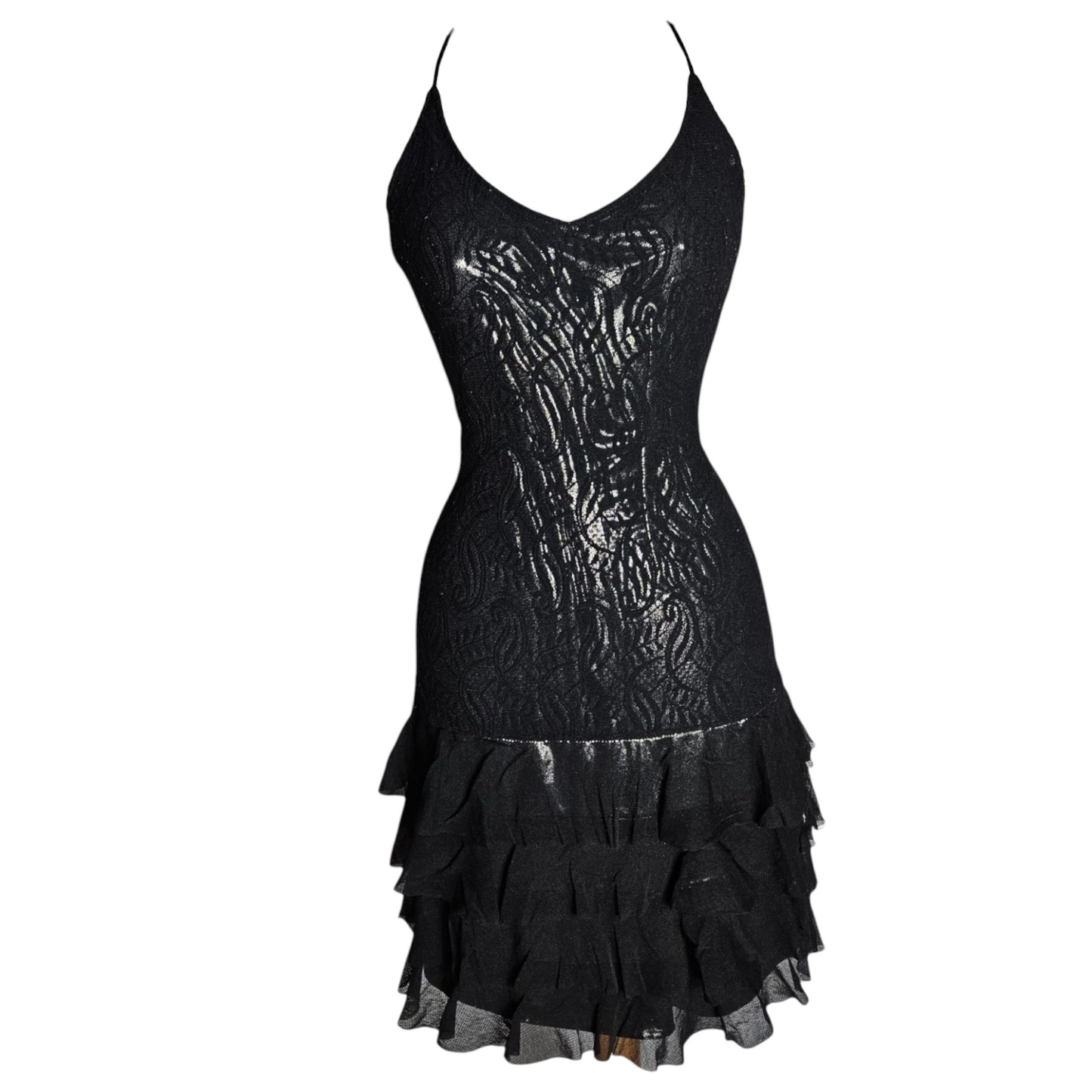 Black lace dress with silver lining