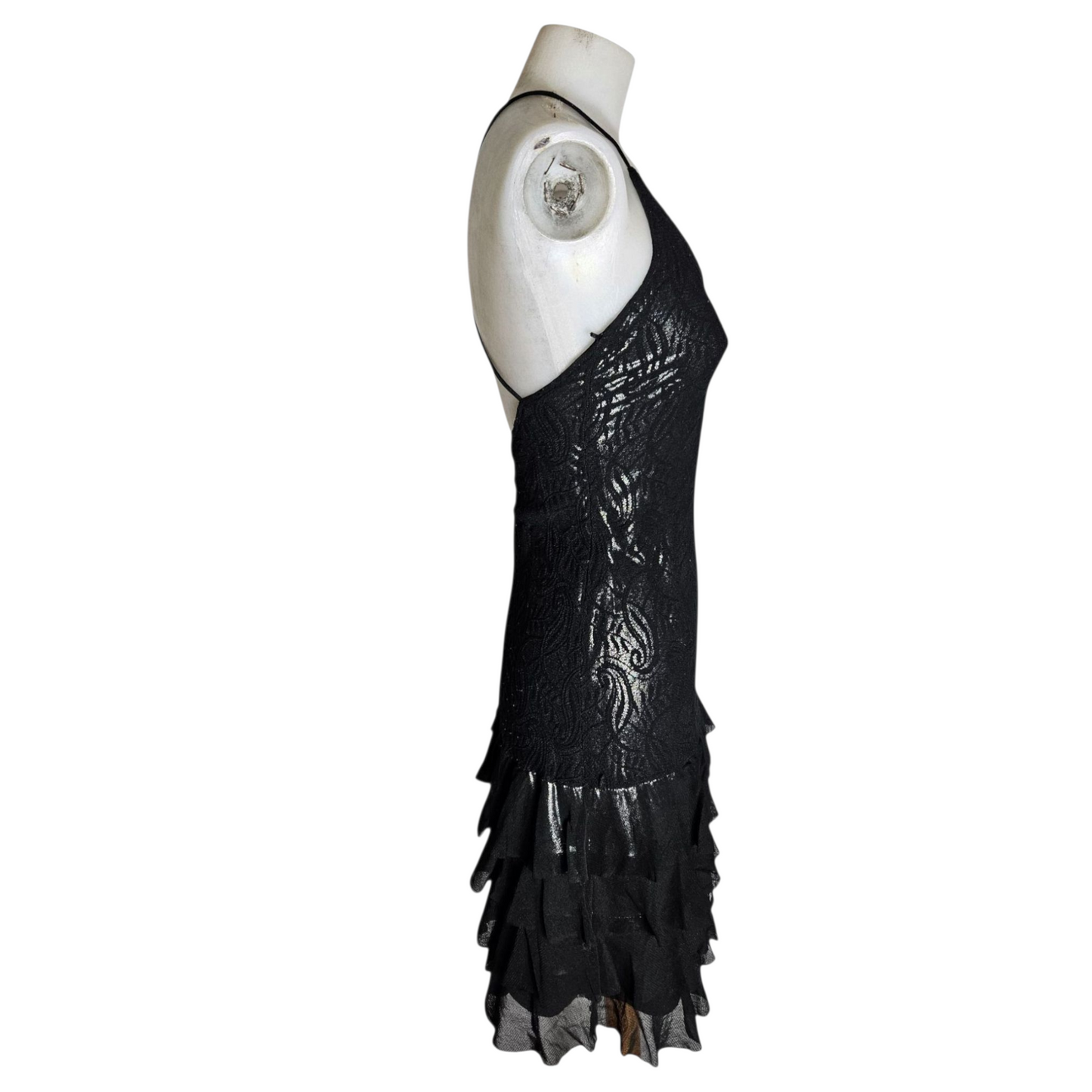 Black lace dress with silver lining