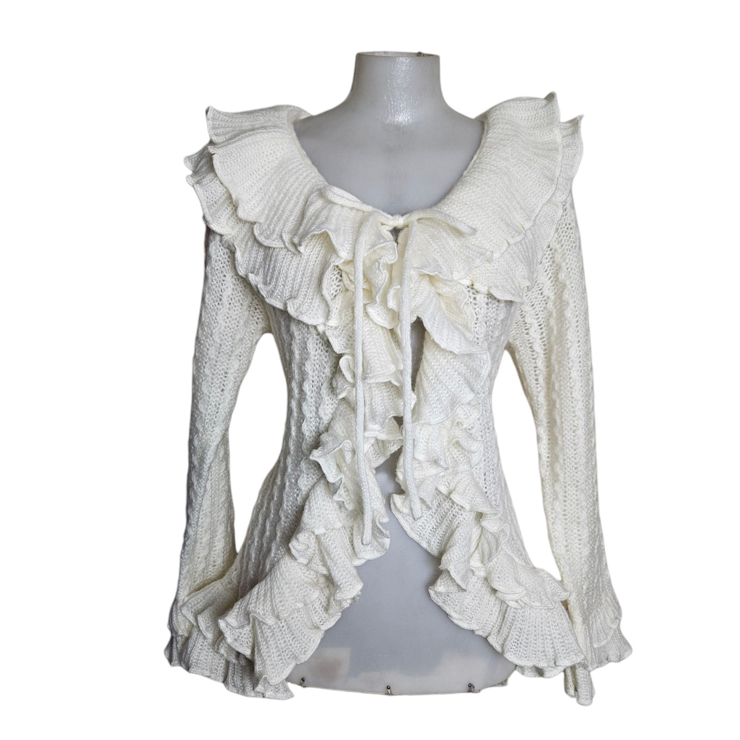 Cream ruffled cardigan