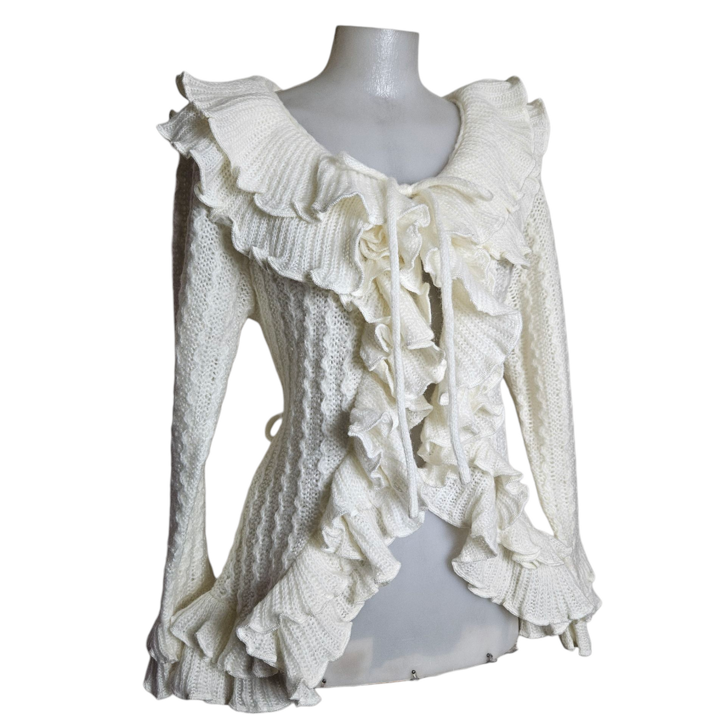 Cream ruffled cardigan