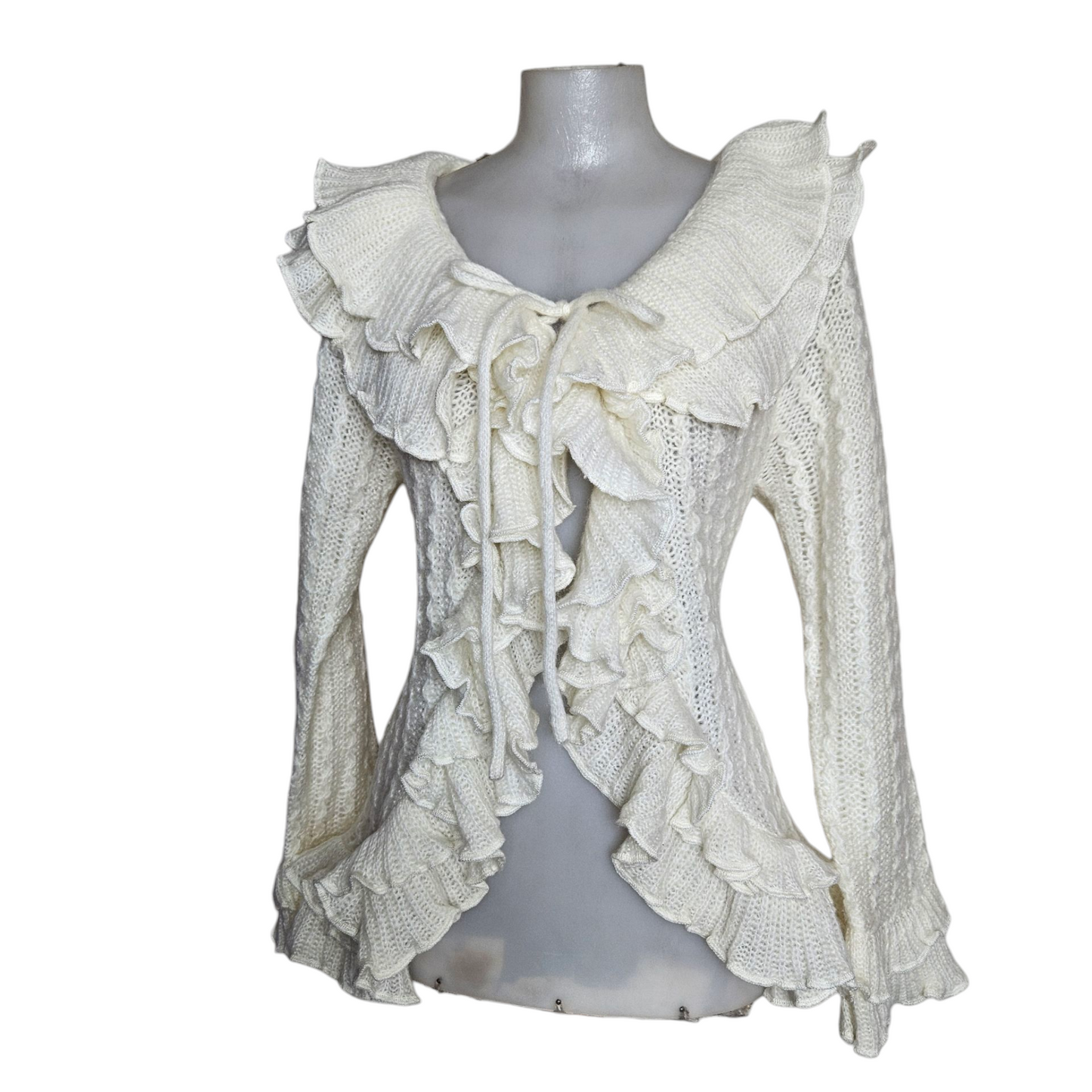 Cream ruffled cardigan
