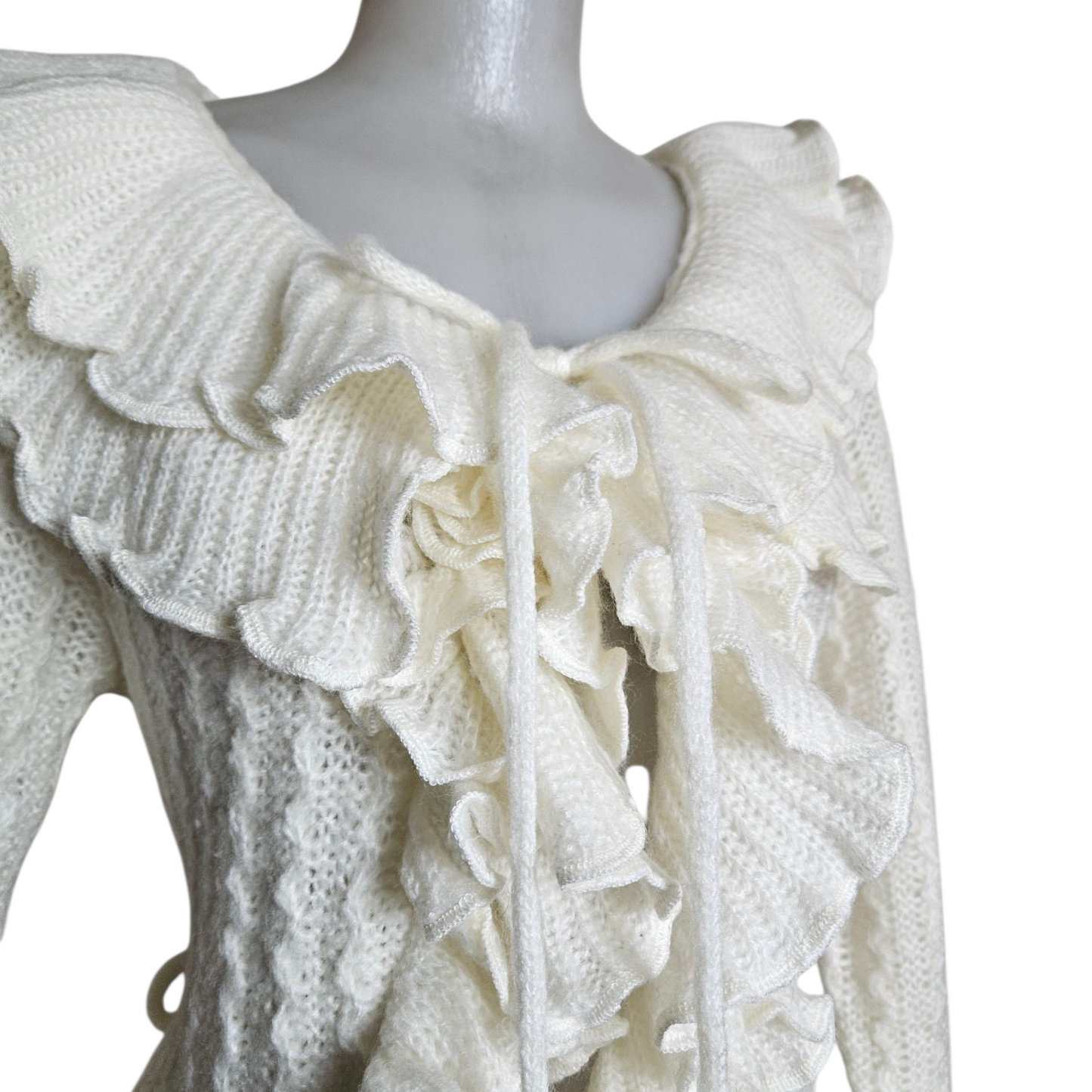 Cream ruffled cardigan