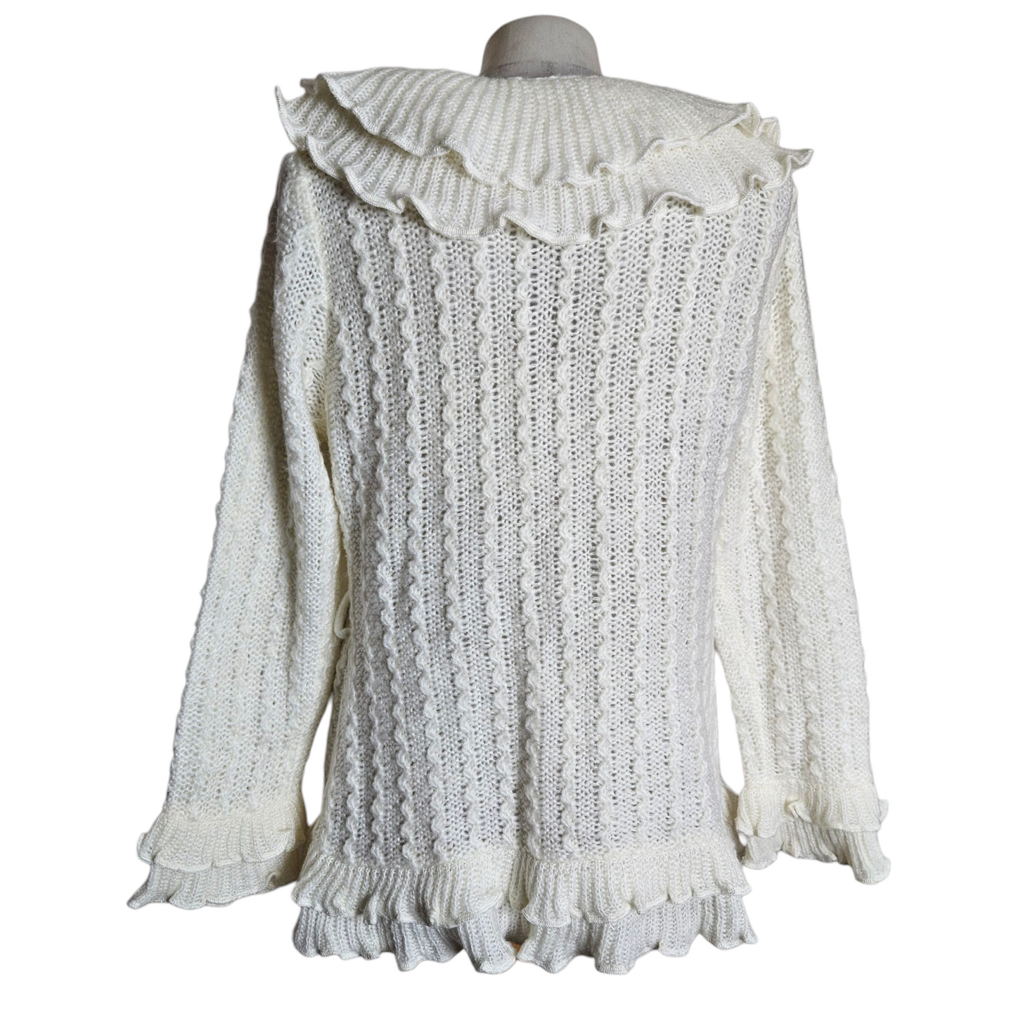 Cream ruffled cardigan