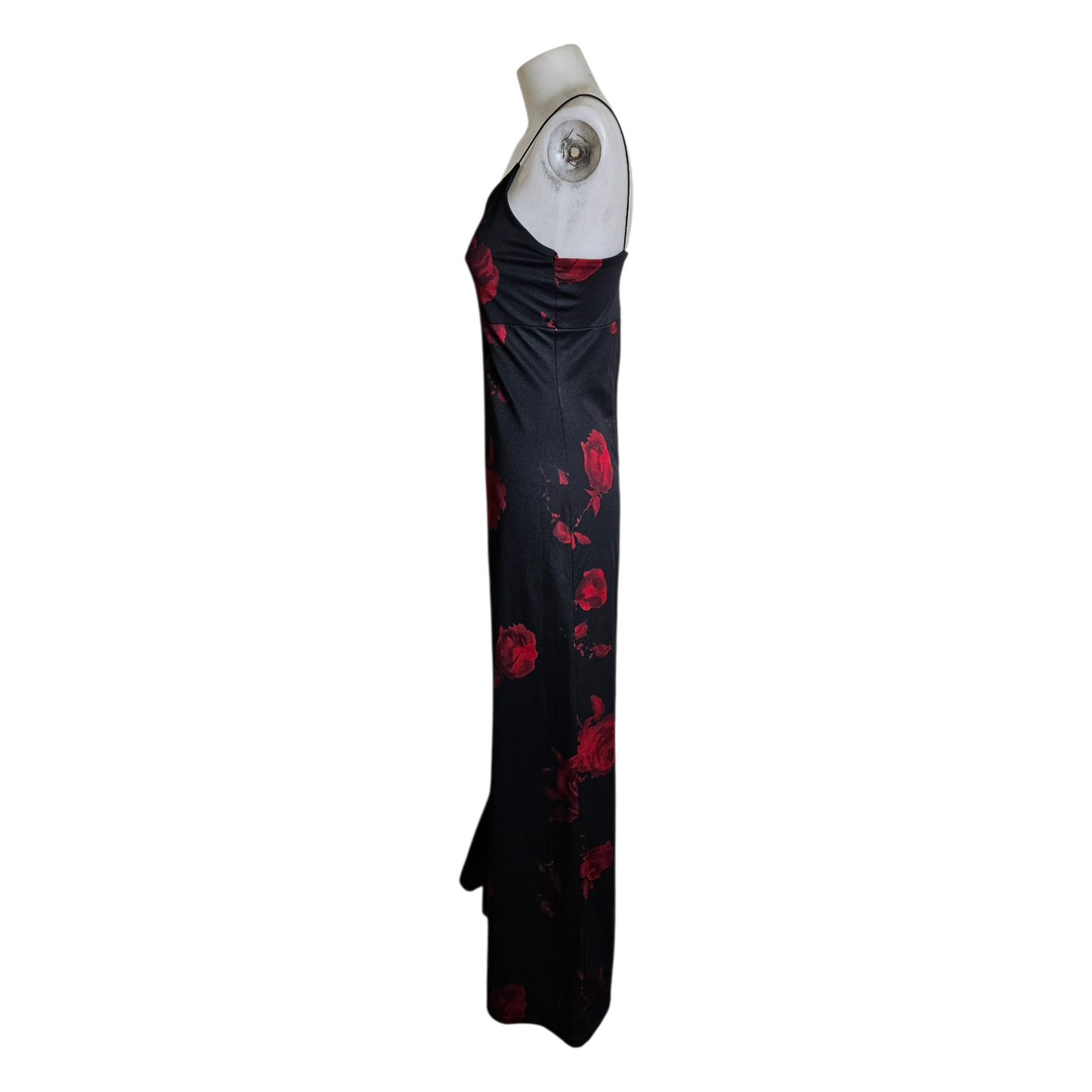 Black maxi dress with floral pattern
