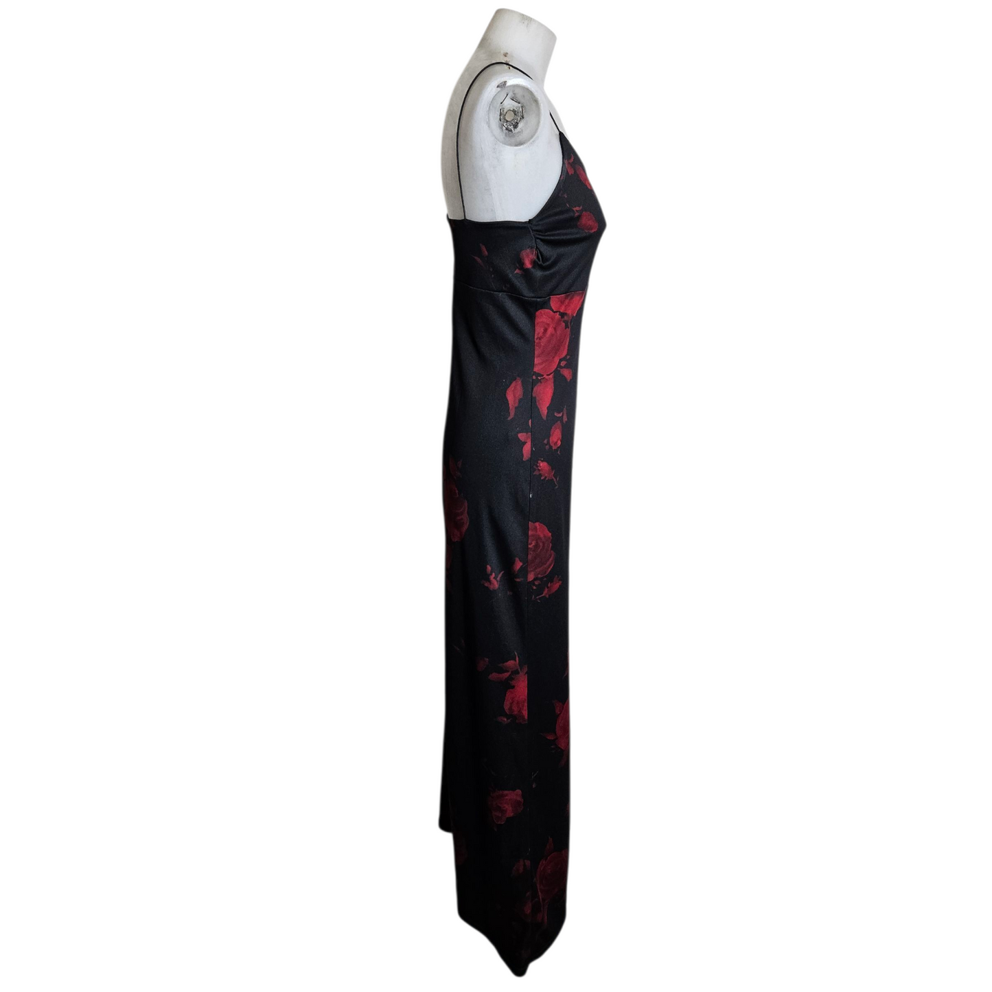Black maxi dress with floral pattern