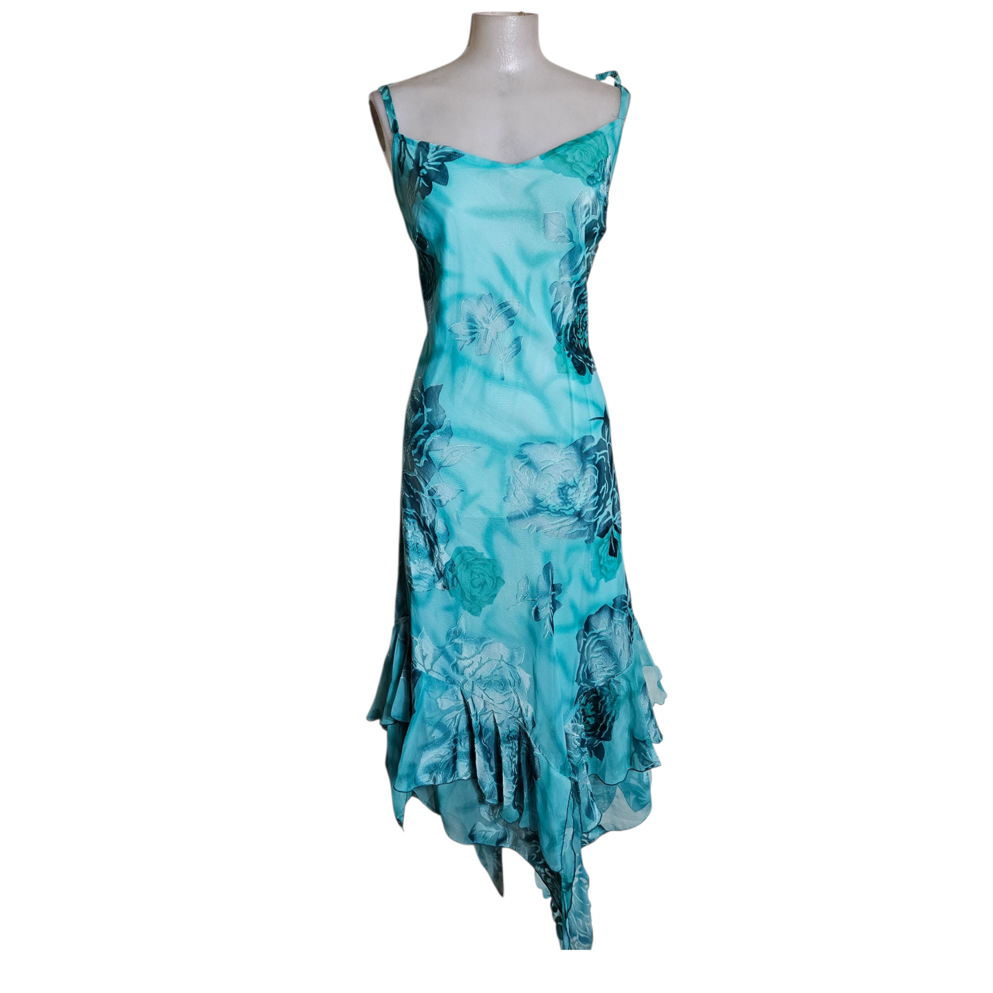 Blue floral voile dress