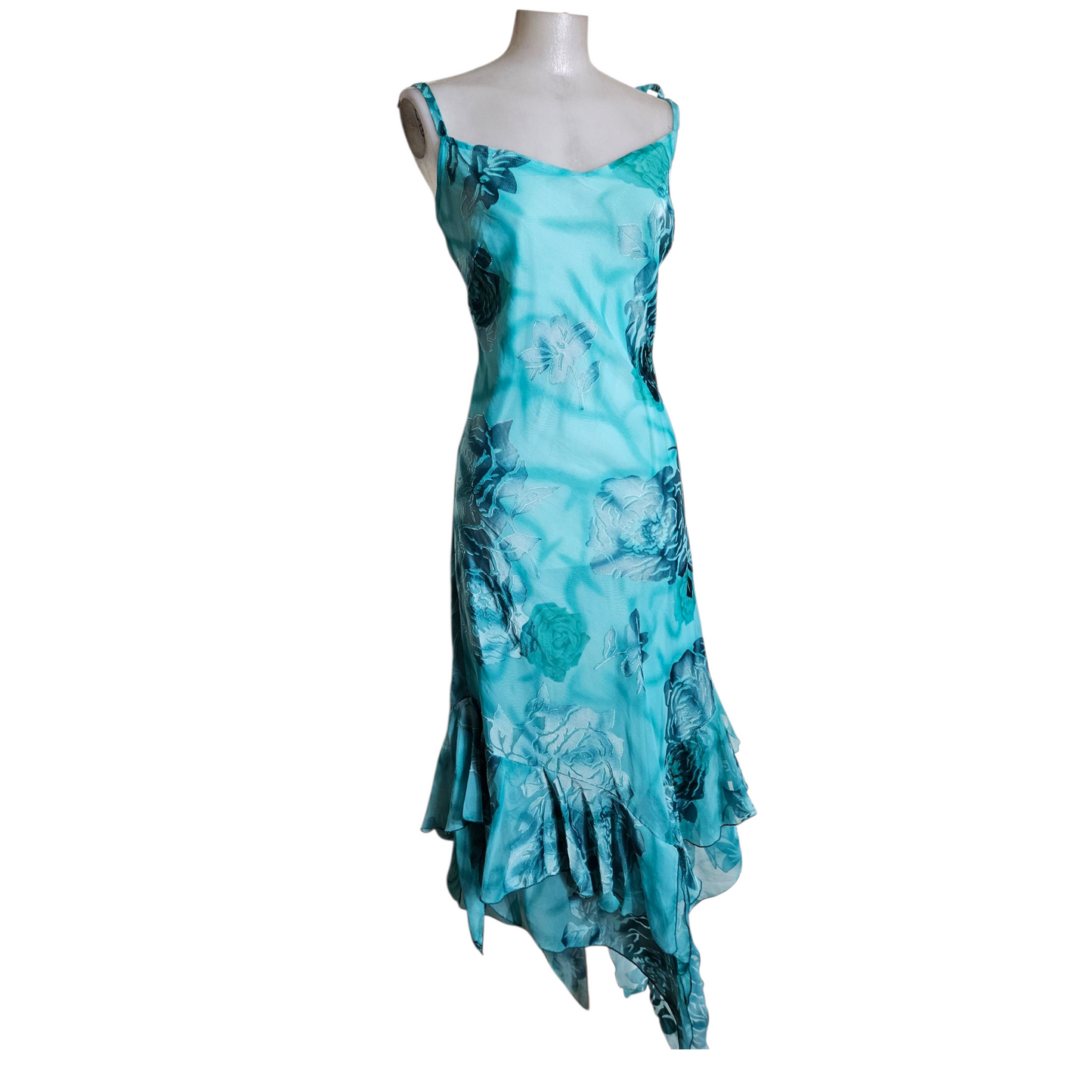 Blue floral voile dress