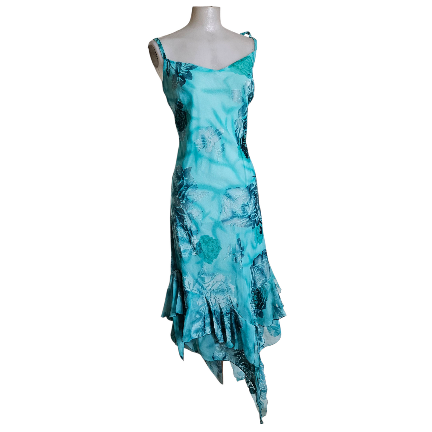 Blue floral voile dress